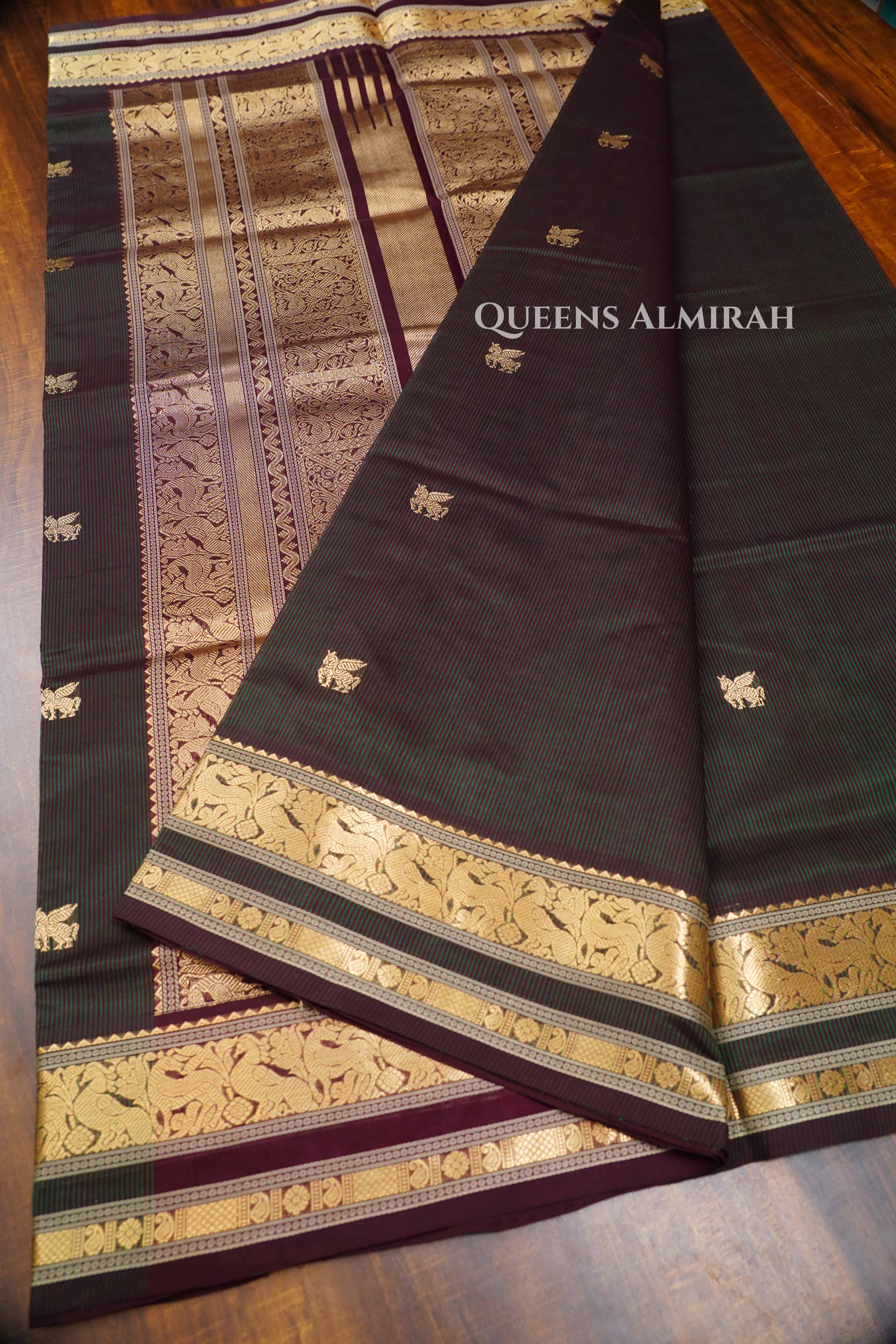 Algae Green Karaikudi Chettinad Silk Cotton Saree