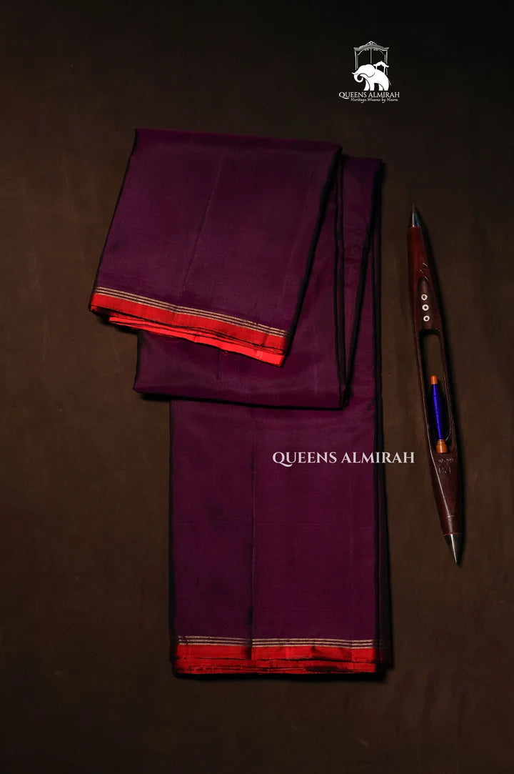 Purple With Red Pure Kanchivaram Silk Saree