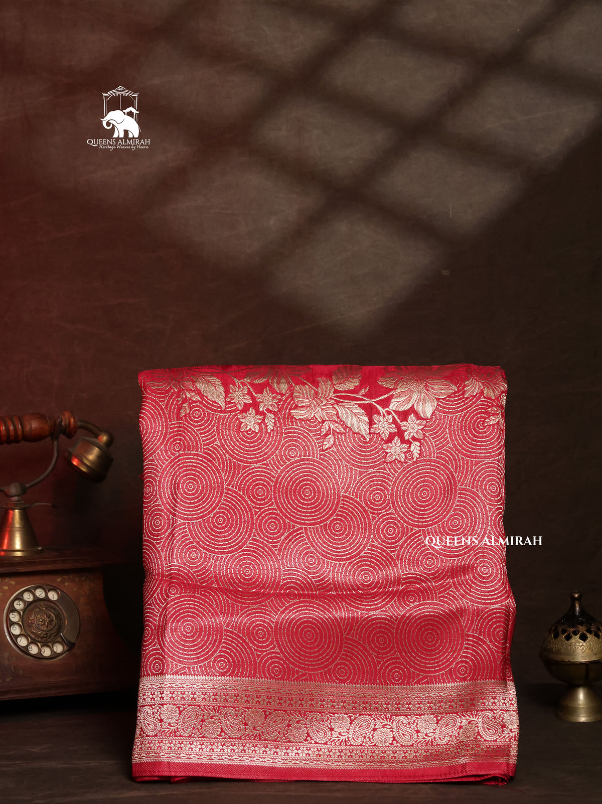 Red  Banarasi Satin Silk Saree