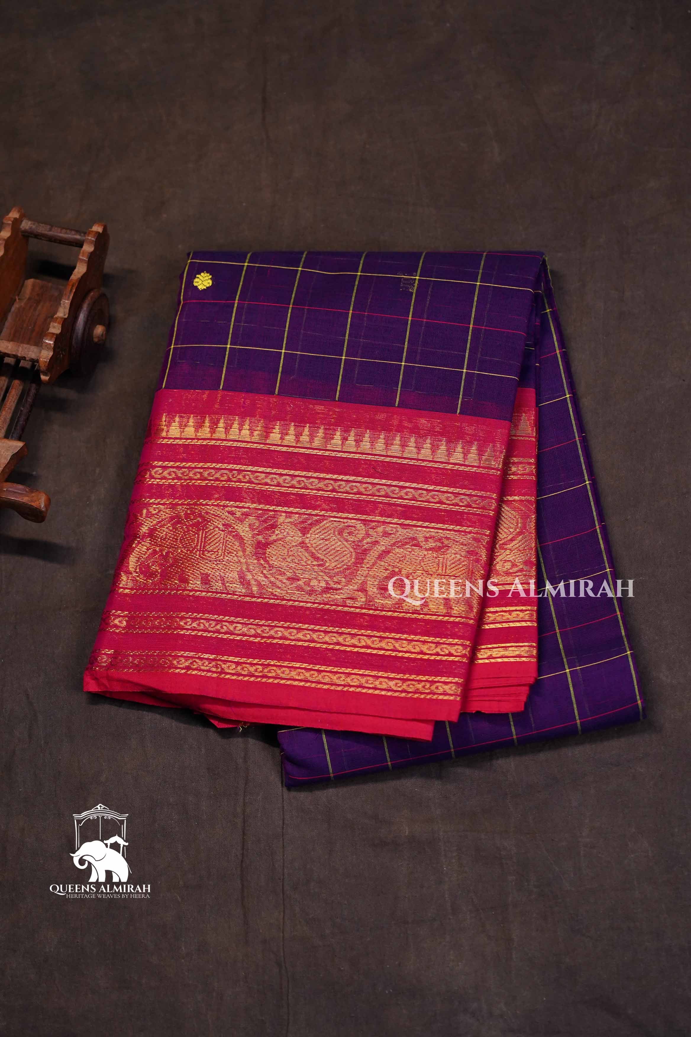 Purple With Red Kanchi Cotton Saree