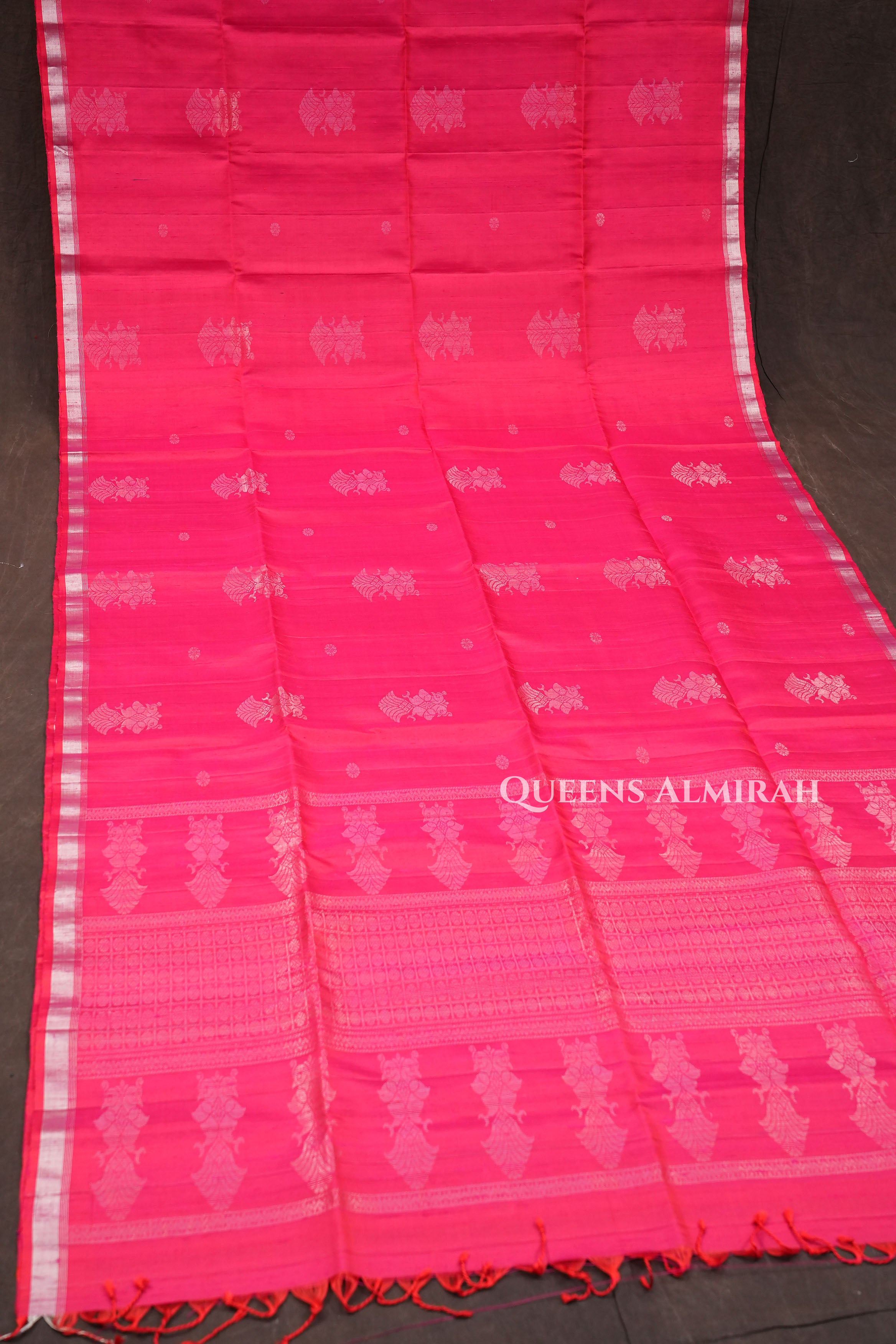 Rani Pink Pure Kanchivaram Raw Silk Saree