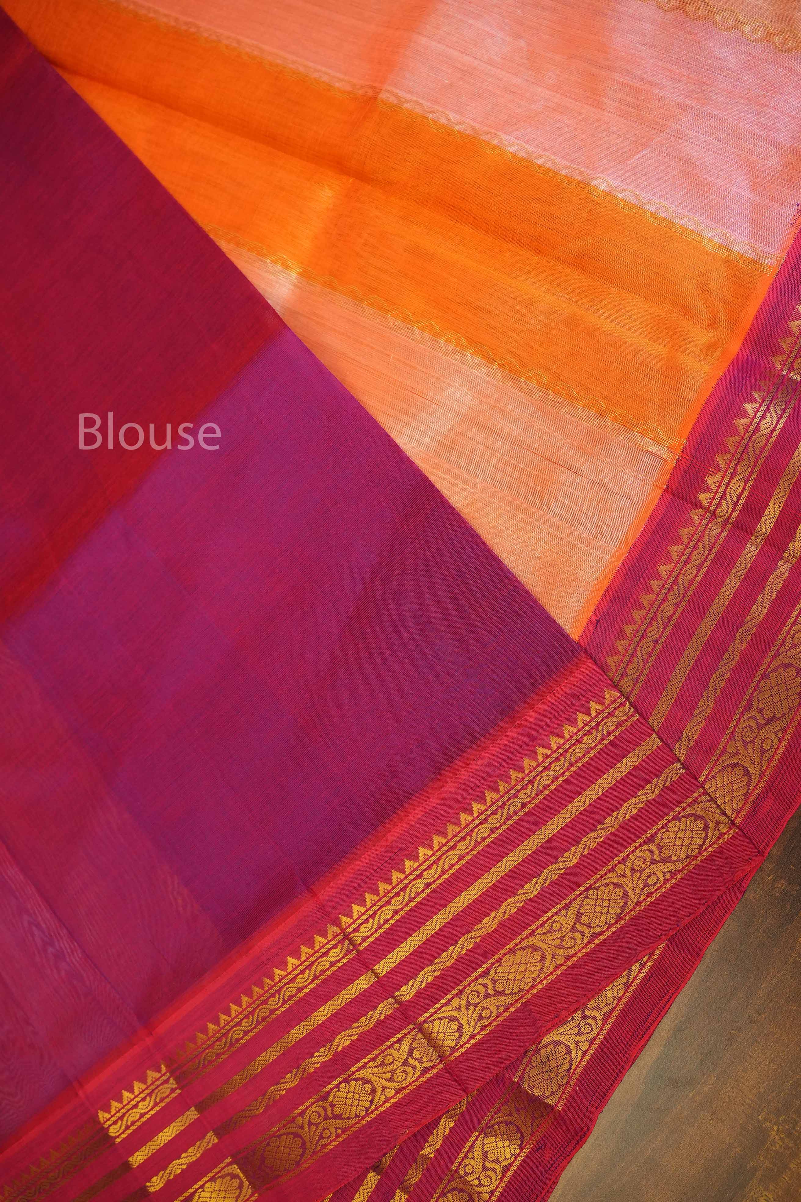 Multi Color With Varisapet Purple Border Pure Silk Cotton Saree