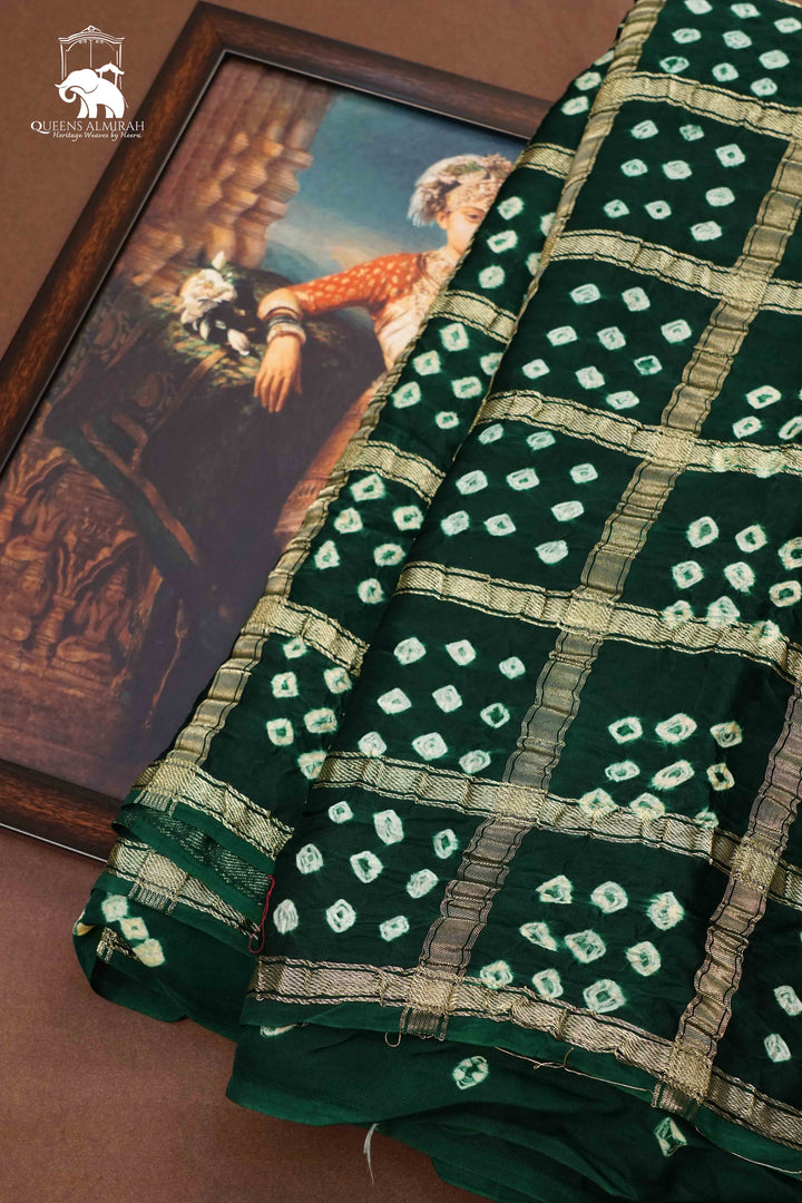 DARK GREEN MODAL SILK SAREE 2 - Queens Jewel Emporium