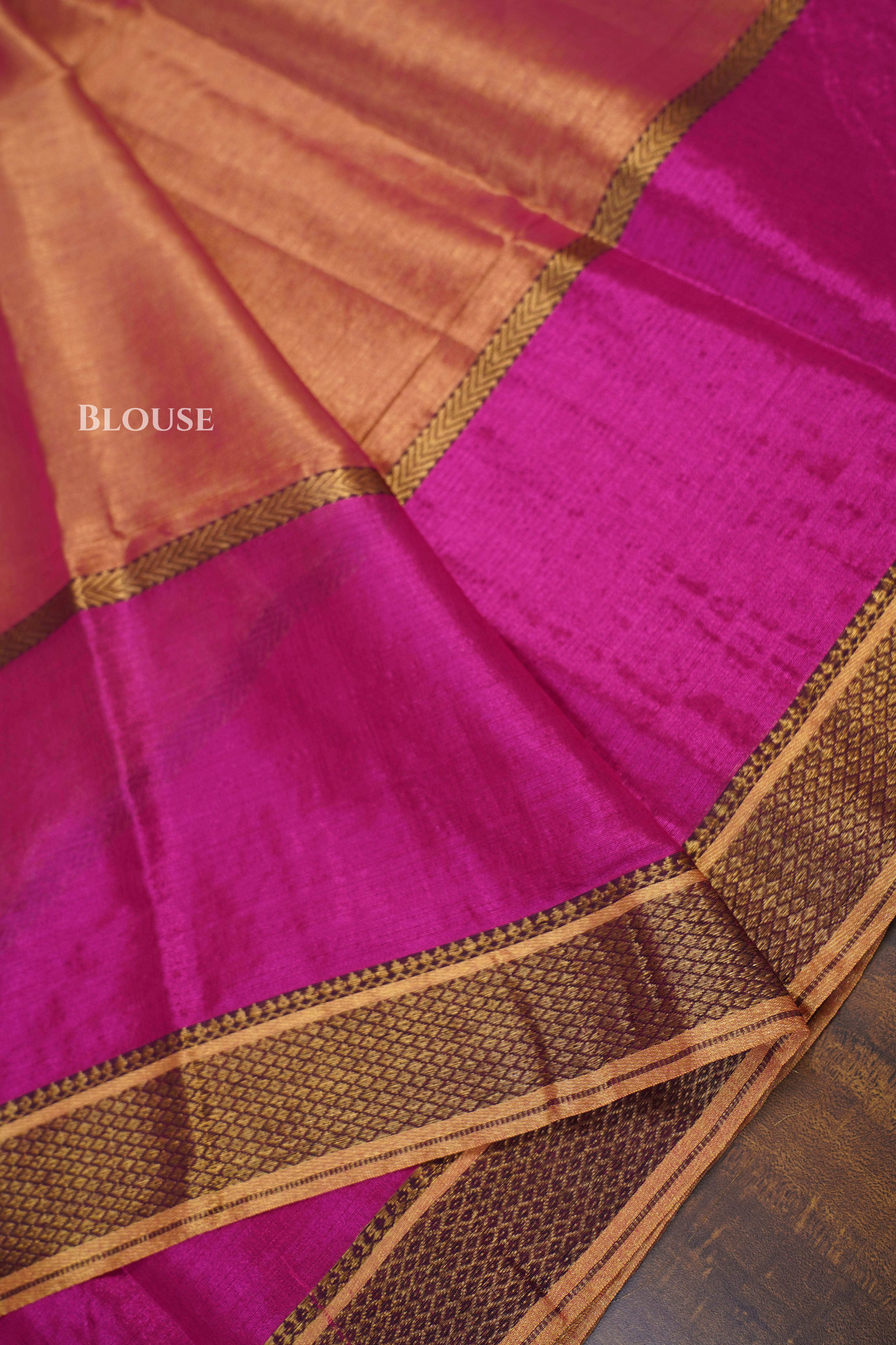 Peach Pink With Rani Pink Linen Tissue Saree