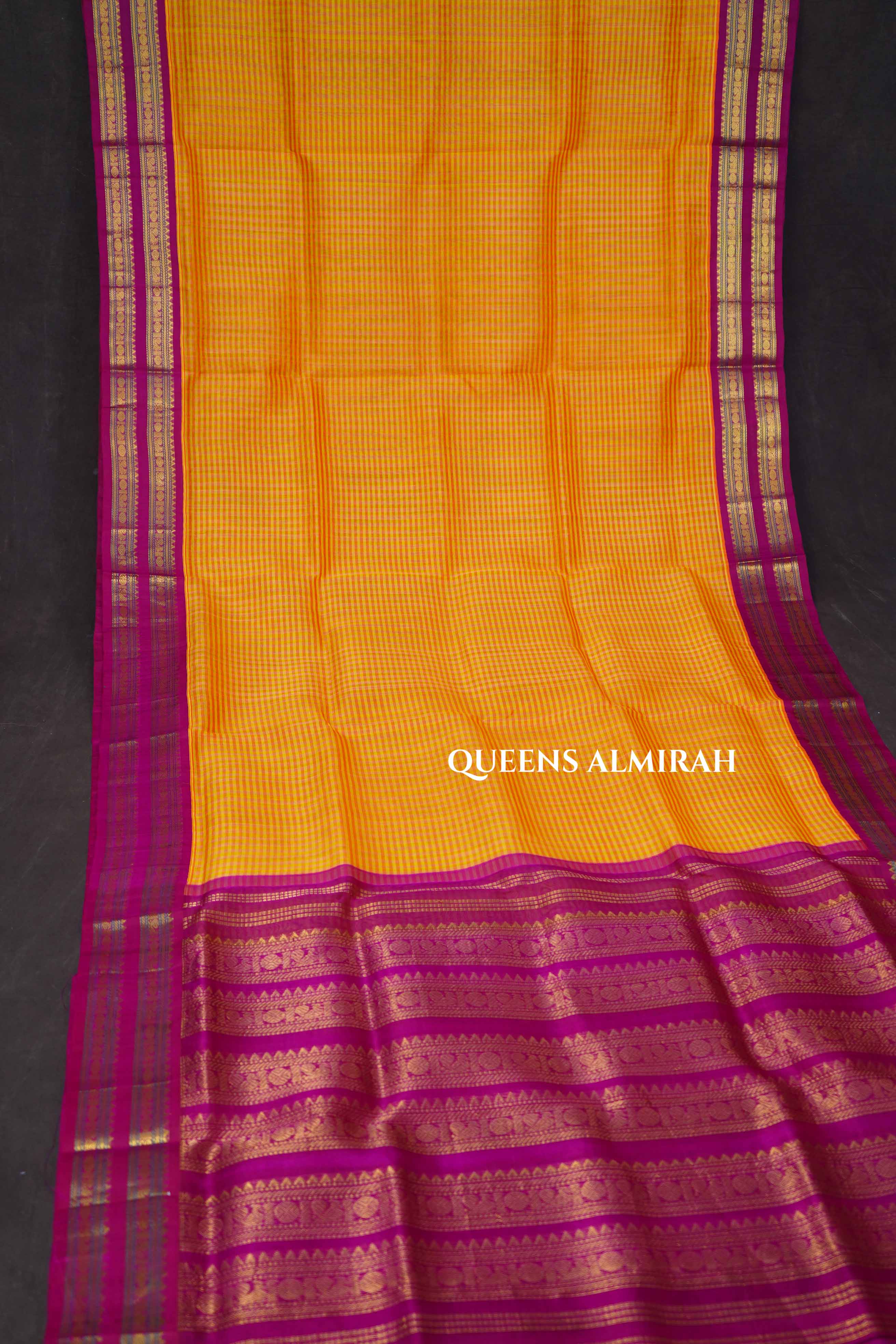 Yellow With Red Pure Silk Cotton Saree