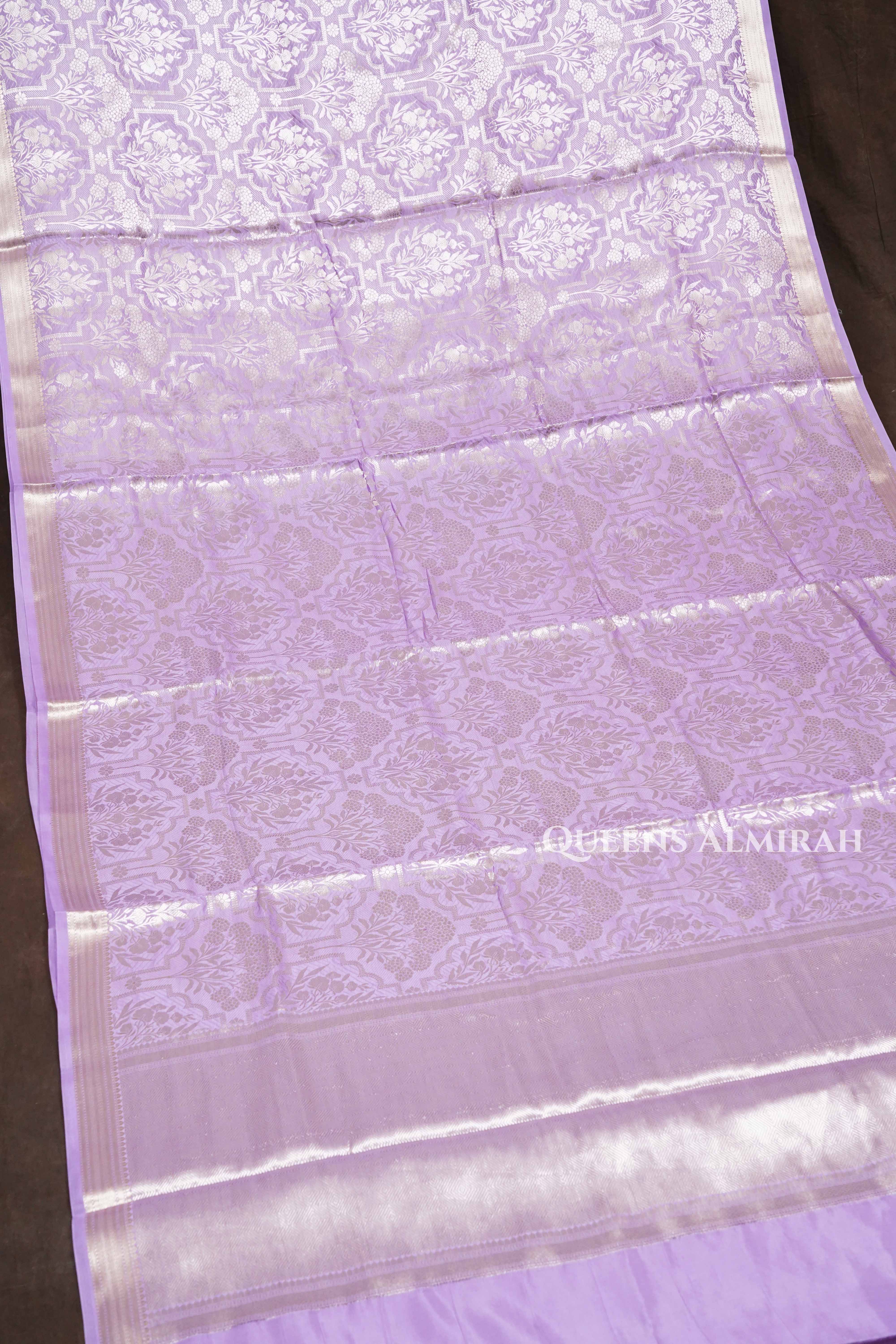 Lilac Purple Banarasi Silk Saree