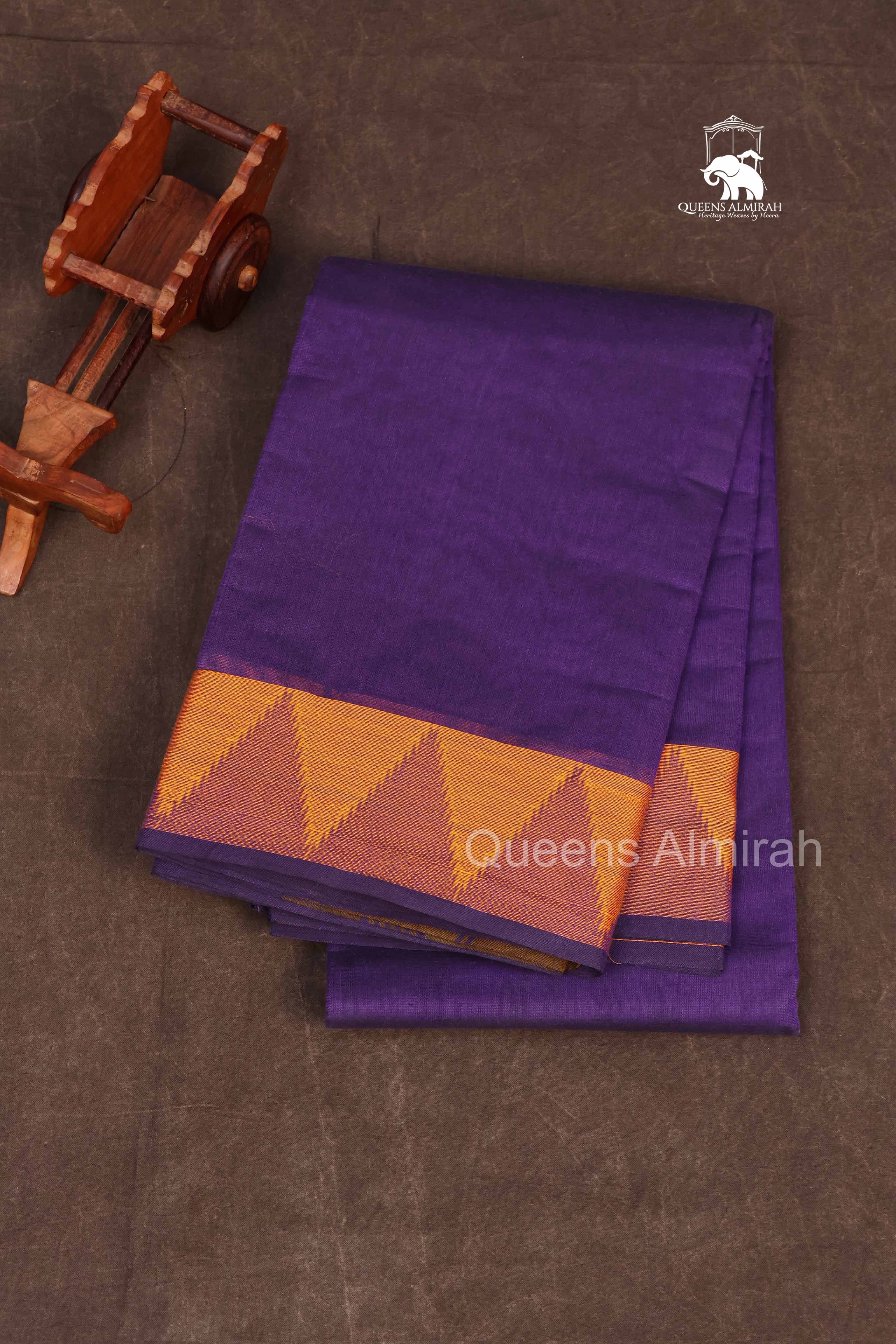 Purple With Yellow Chettinad Cotton Saree