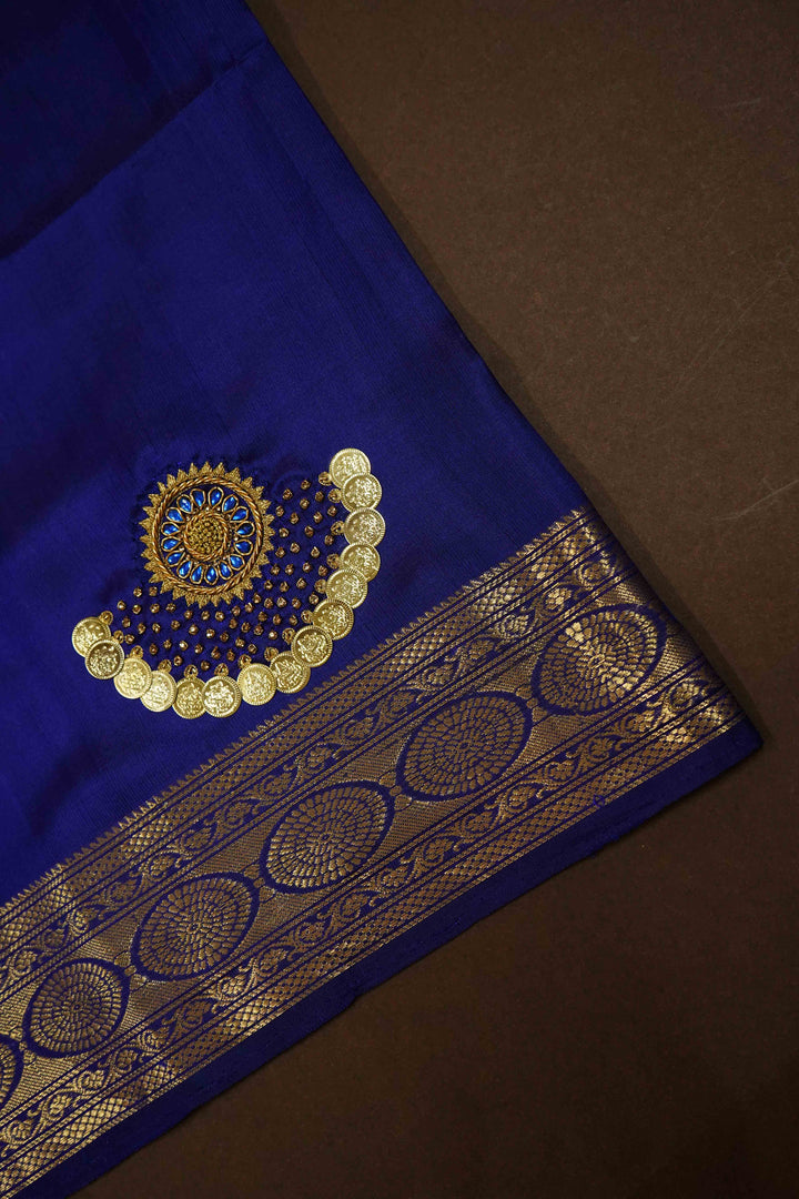 RICH PURPLE WITH DARK INDIGO SOFT SILK SAREE - Queens Jewel Emporium