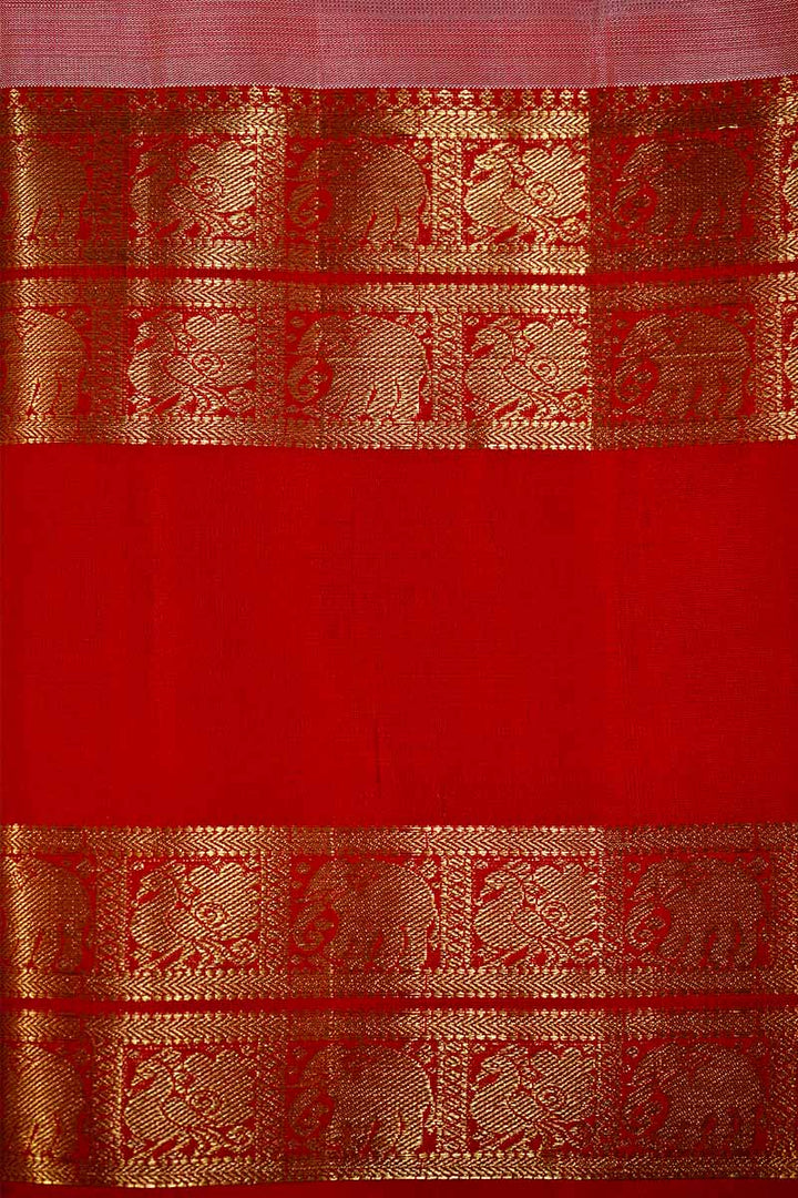 ONION PINK WITH RED RETTA PETTA KANCHIVARAM SAREE - Queens Jewel Emporium