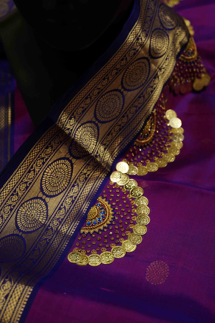 RICH PURPLE WITH DARK INDIGO SOFT SILK SAREE - Queens Jewel Emporium