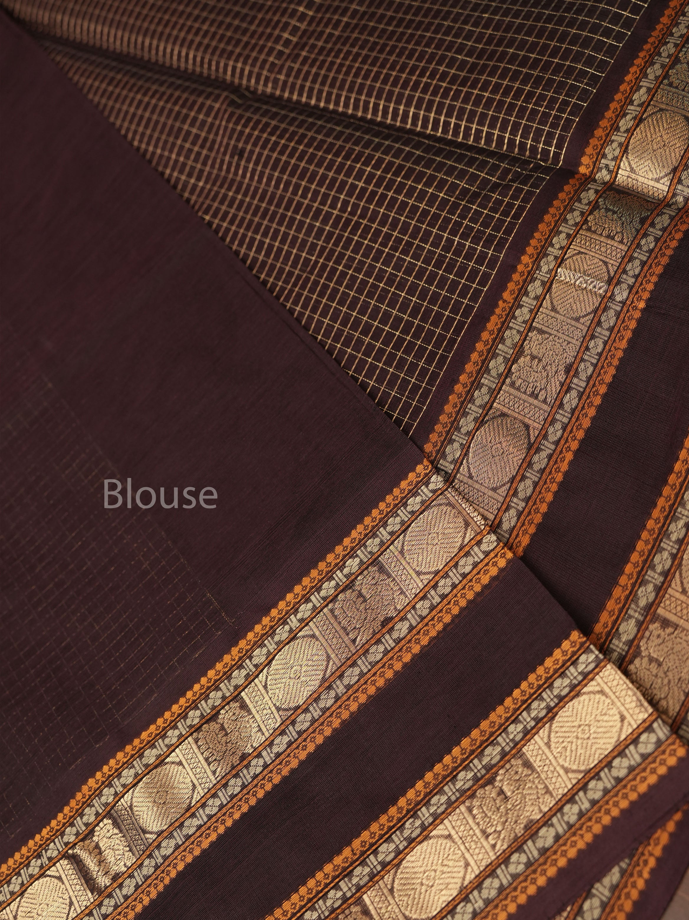 Chocolate Brown Chettinad Silk Cotton Saree
