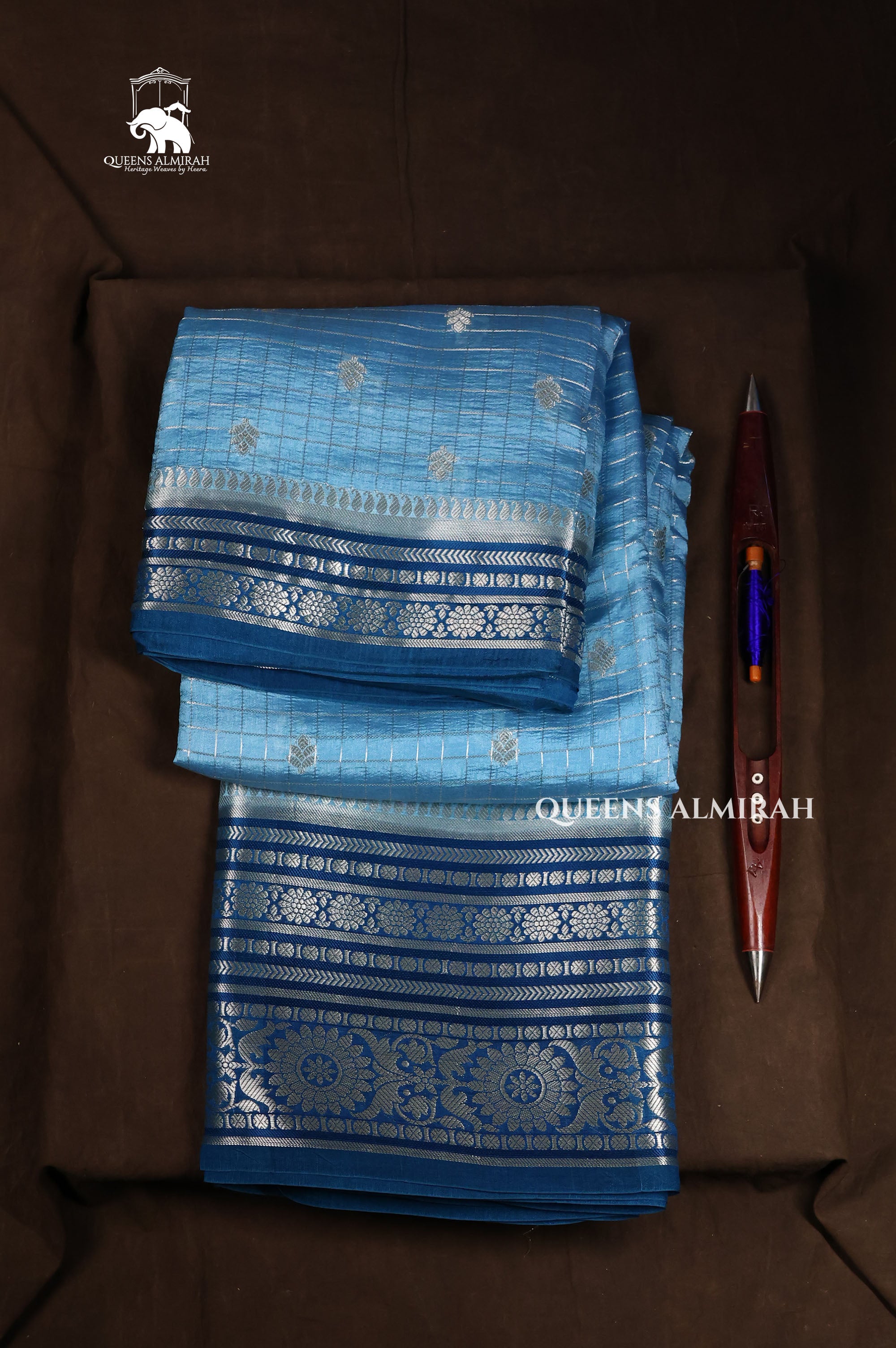 Blue Semi Banarasi Silk Saree