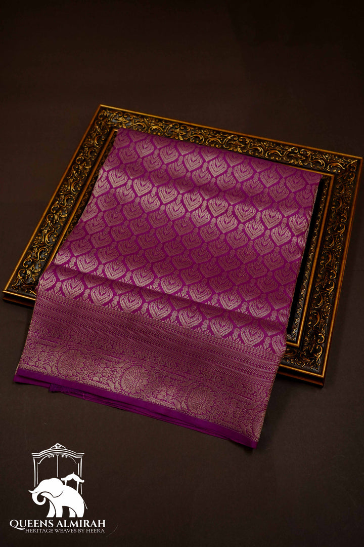 MULLED WINE WITH WOVEN BORDER SOFT SILK SAREE - Queens Jewel Emporium