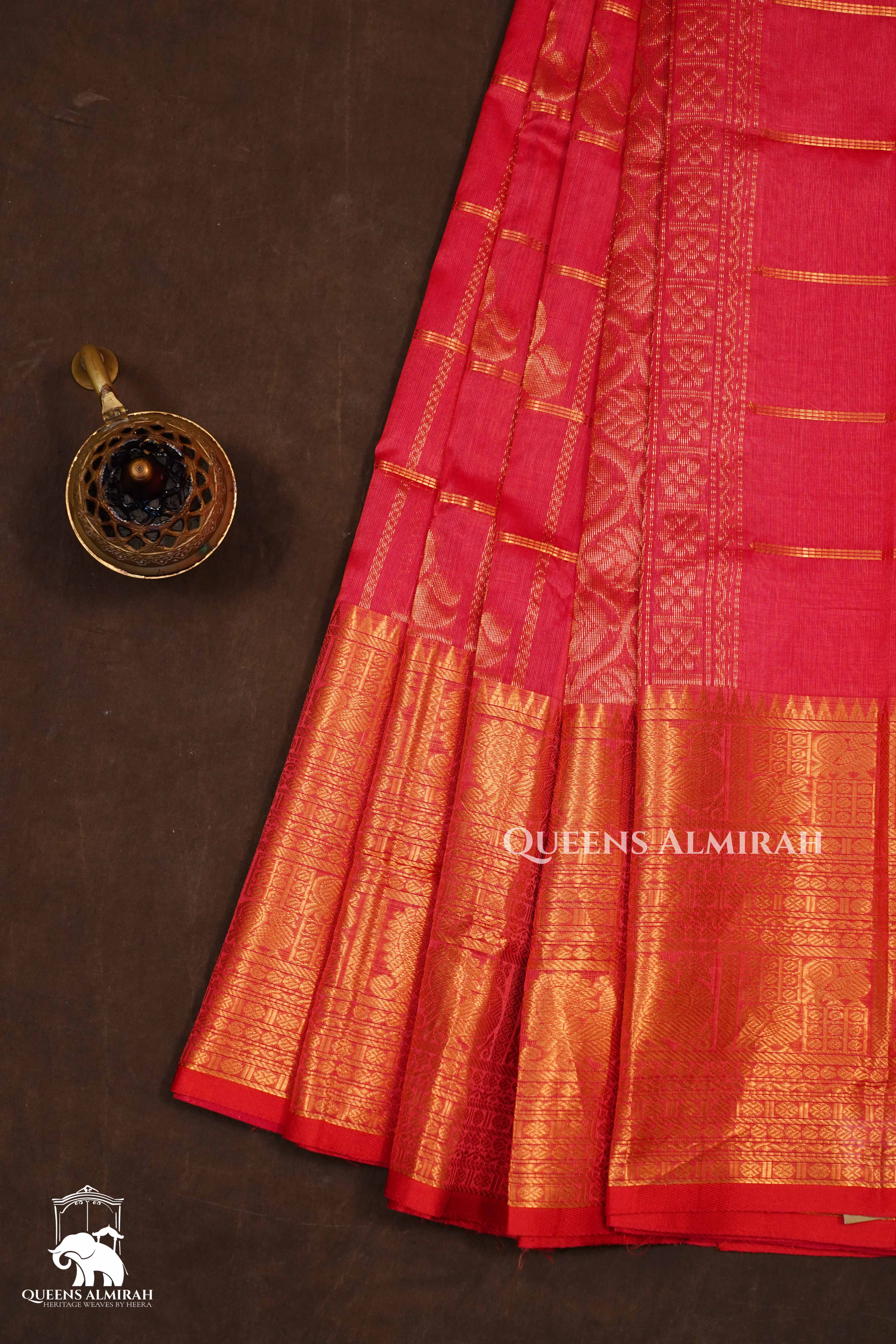Dark Red Pure Silk Cotton Saree