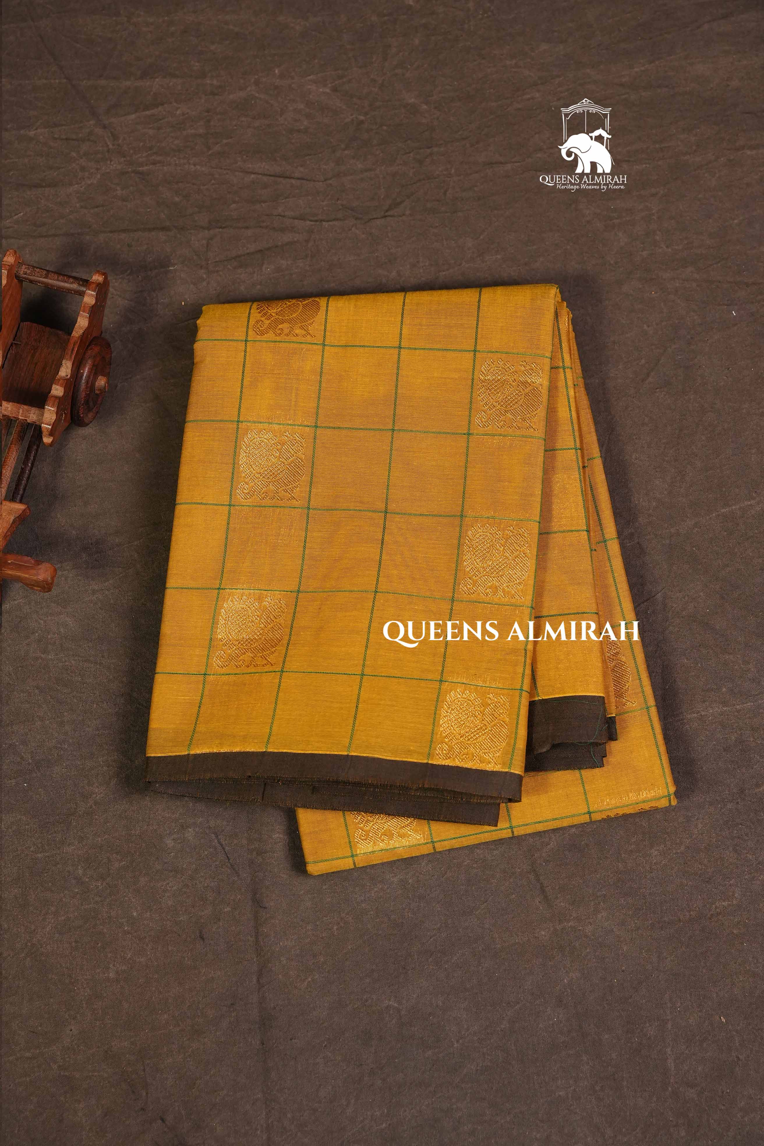 Mango Yellow Kattam With Peacock Butta Kanchi Cotton Saree