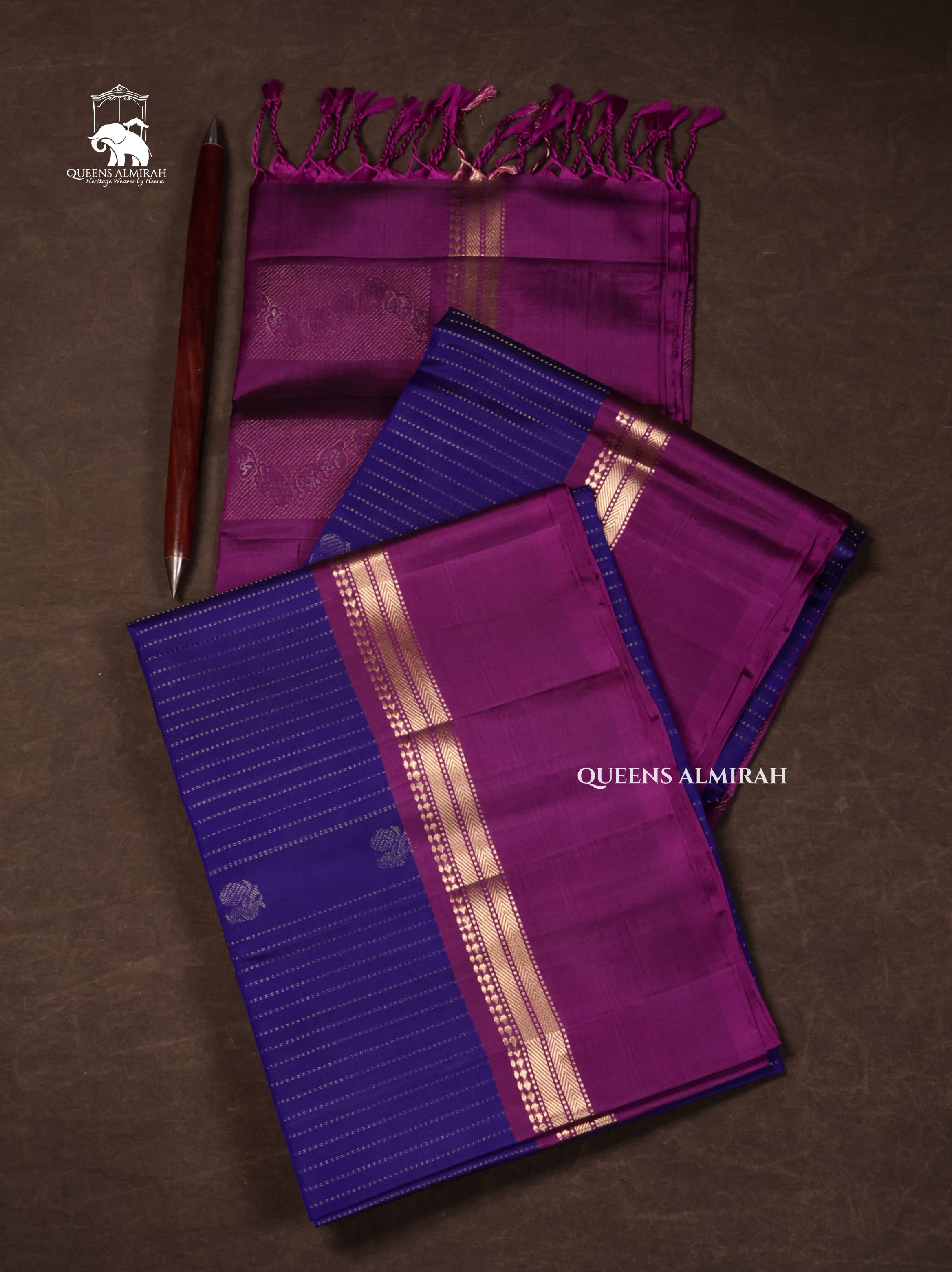 Violet With Purple Pure Soft Silk Saree