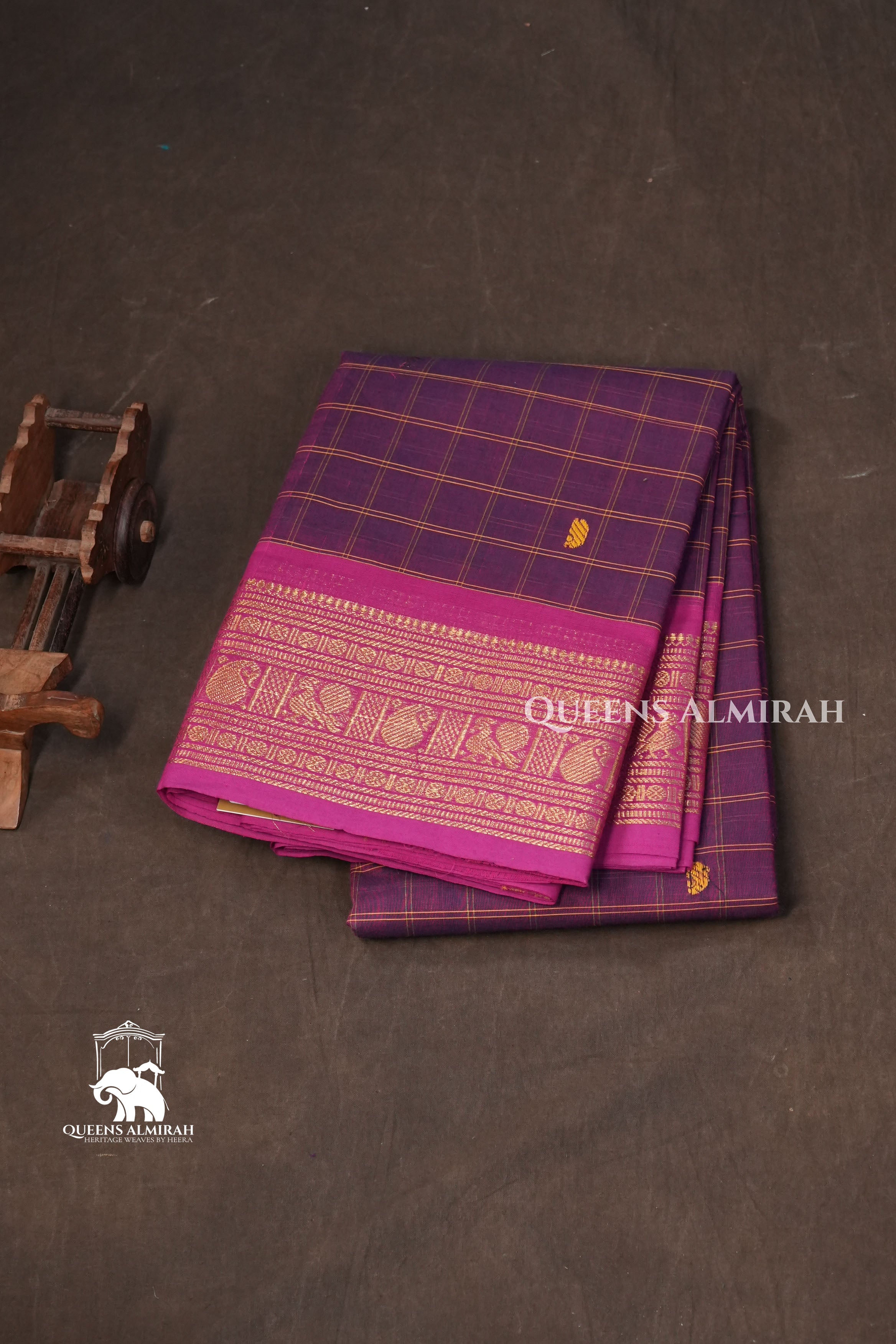 Grape Purple With Dark Pink Kanchi Cotton Saree