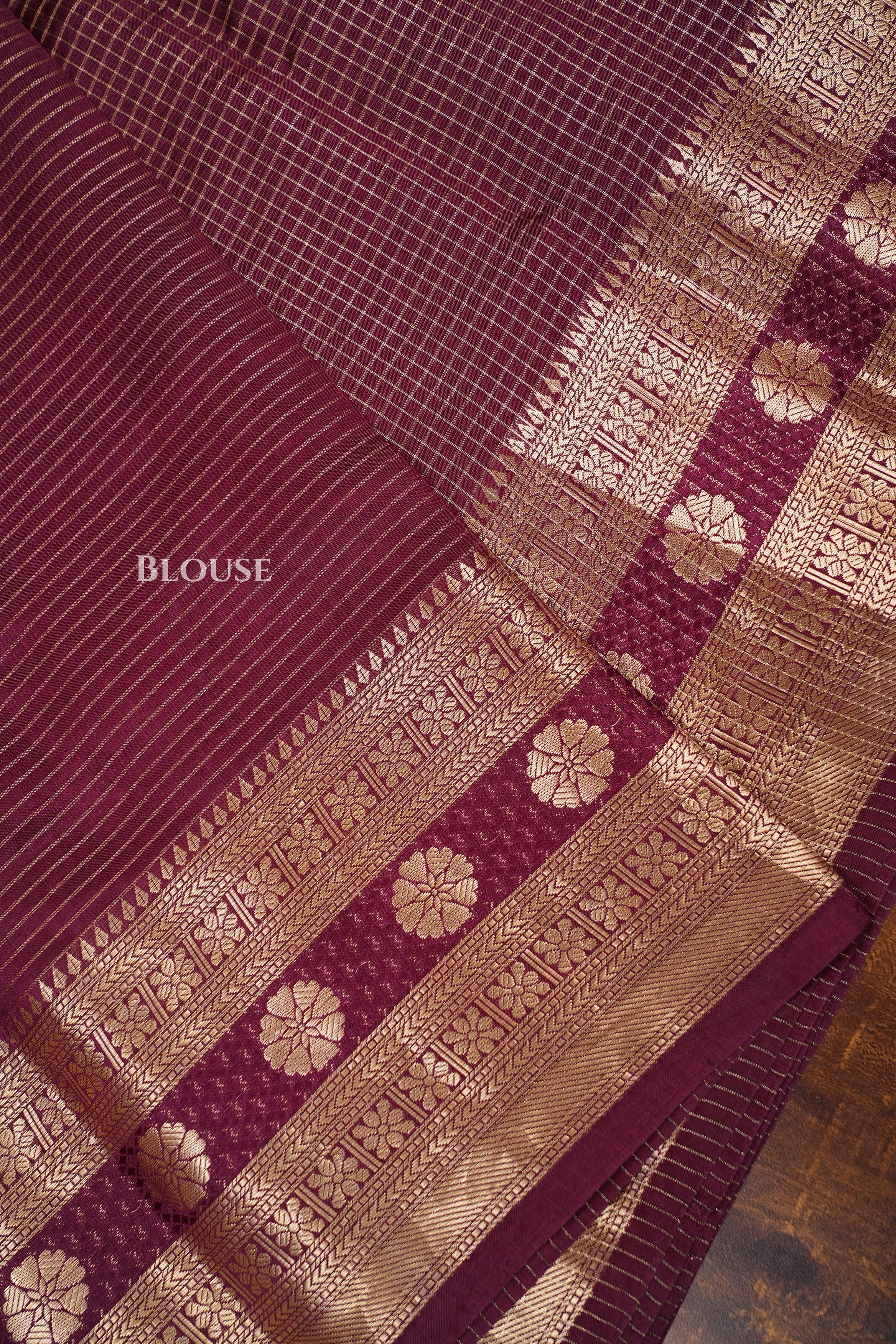Araku Maroon Maheshwari Silk Saree
