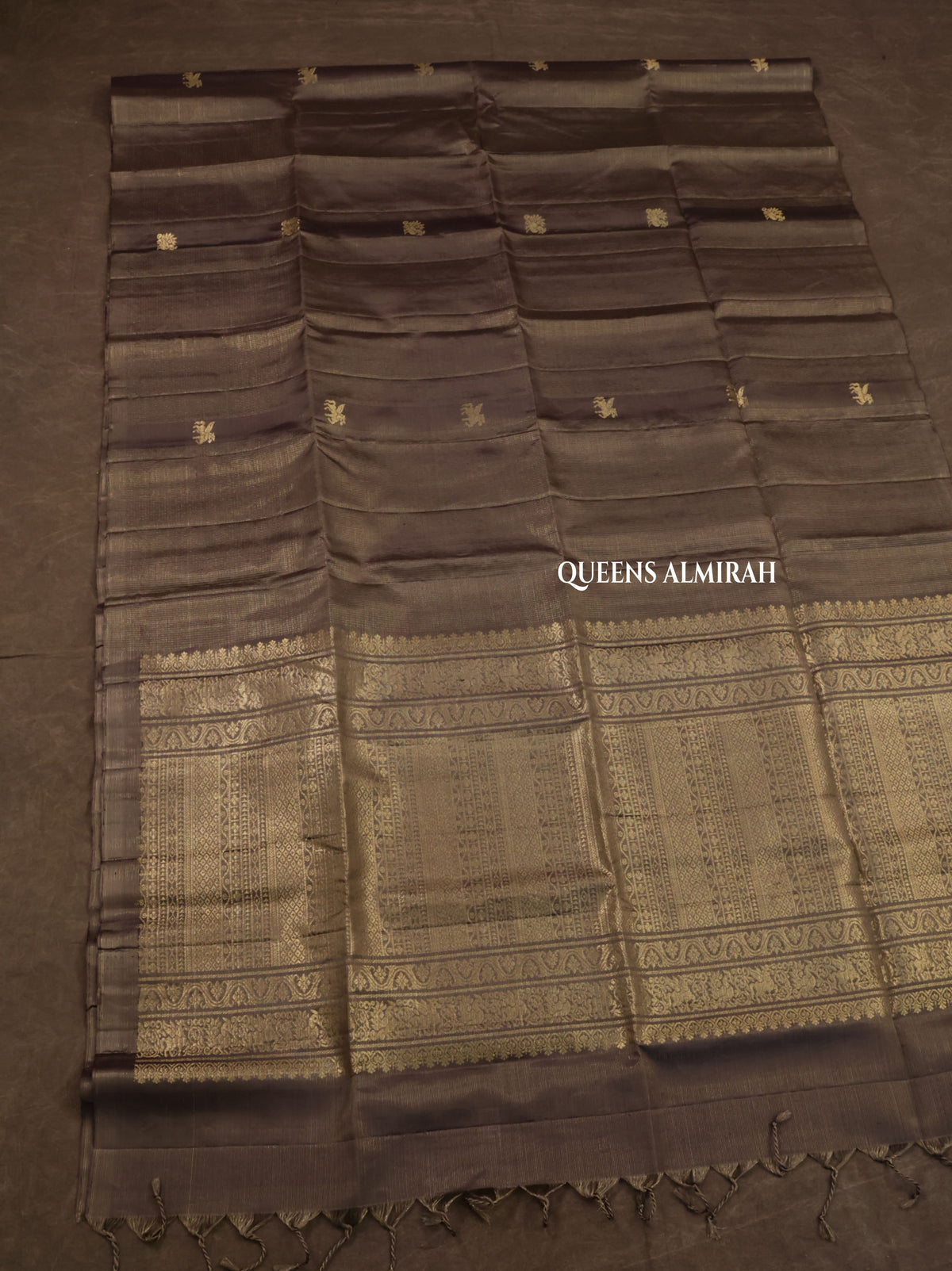 Grey Pure Soft Silk Saree