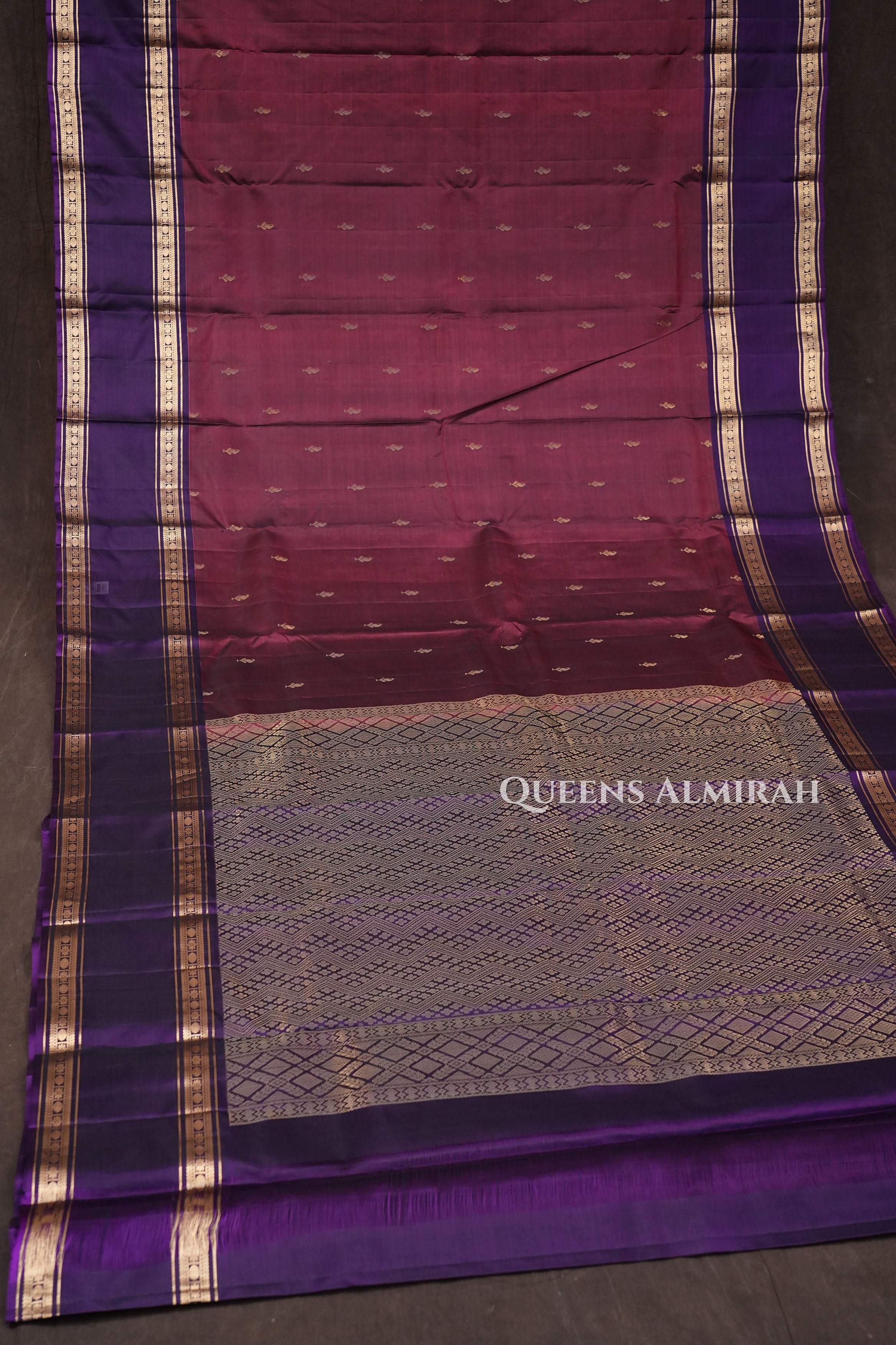 Chocolate Brown With Purple Pure Kanchivaram Silk Saree