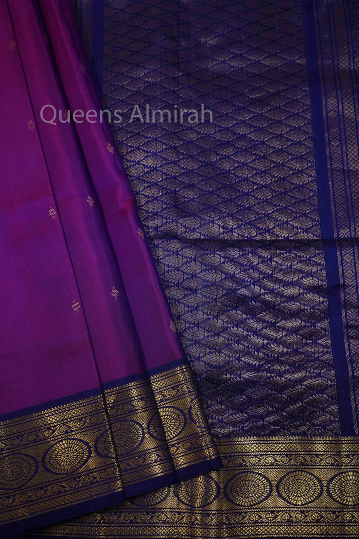 RICH PURPLE WITH DARK INDIGO SOFT SILK SAREE - Queens Jewel Emporium