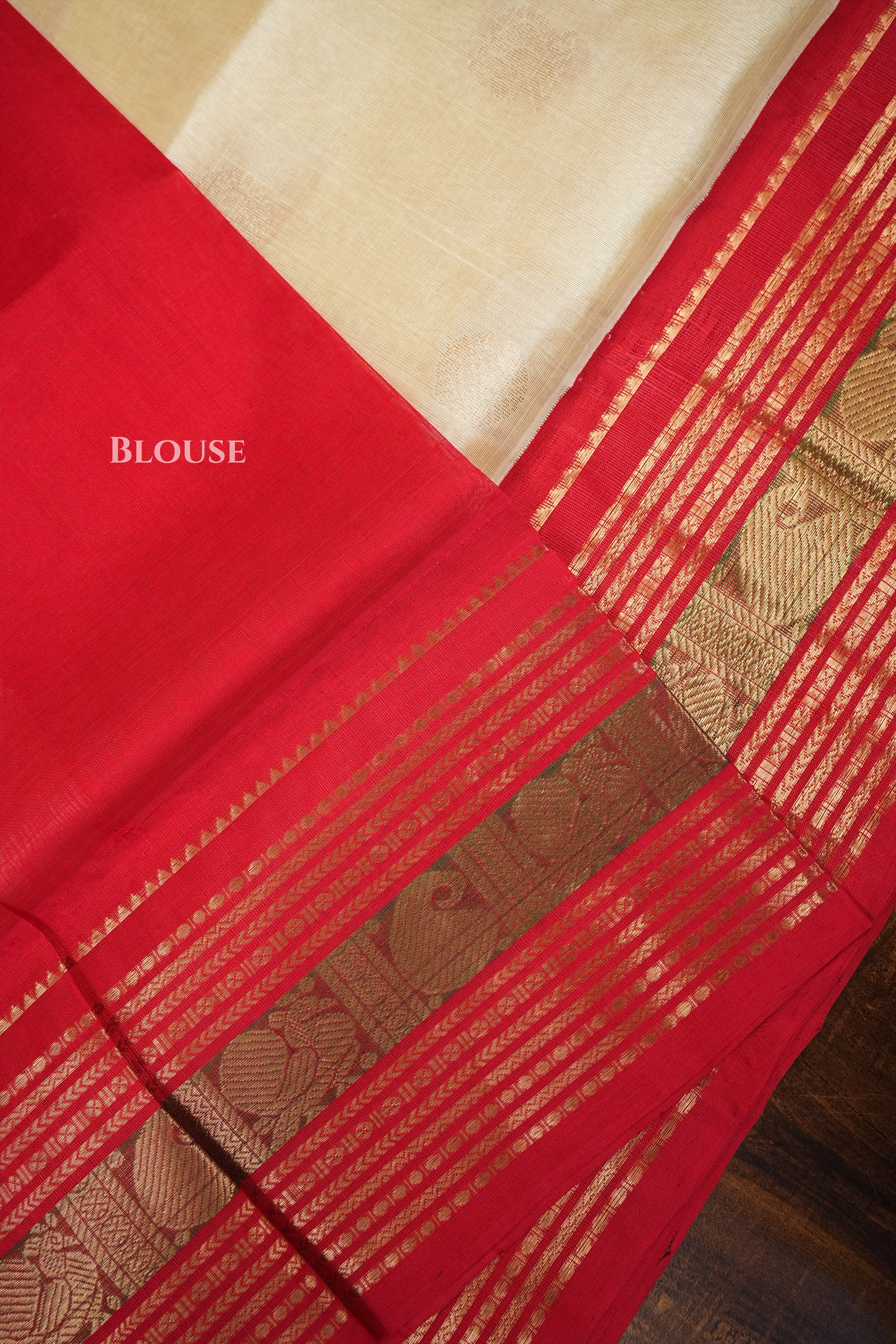 White With Red Pure Kanchi Silk Cotton Saree