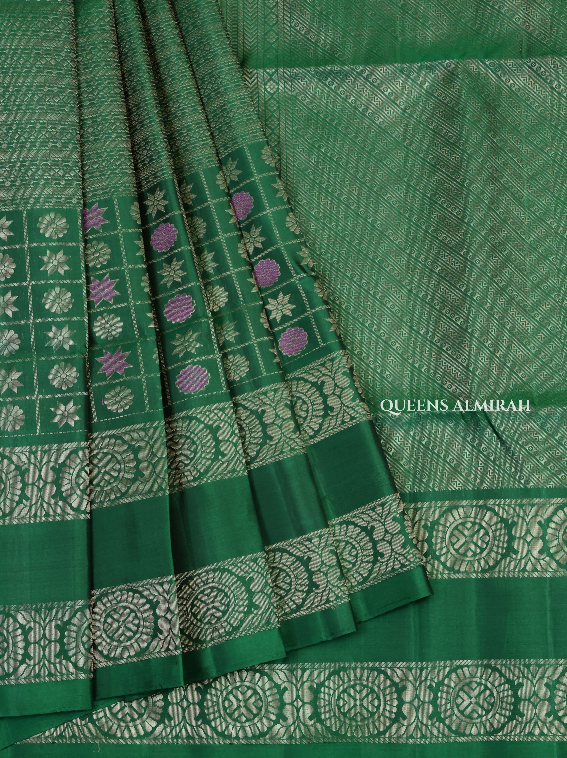 Green Athangudi Inspired Pure Soft Silk Saree