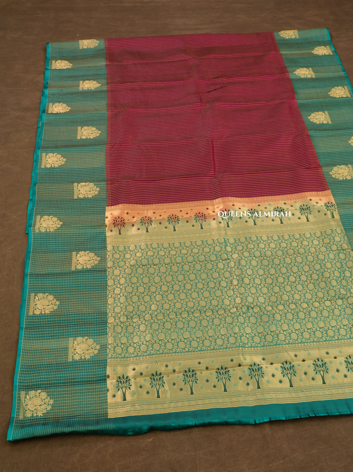 Vadamalli Purple With Green Pure Kanchivaram Silk Saree