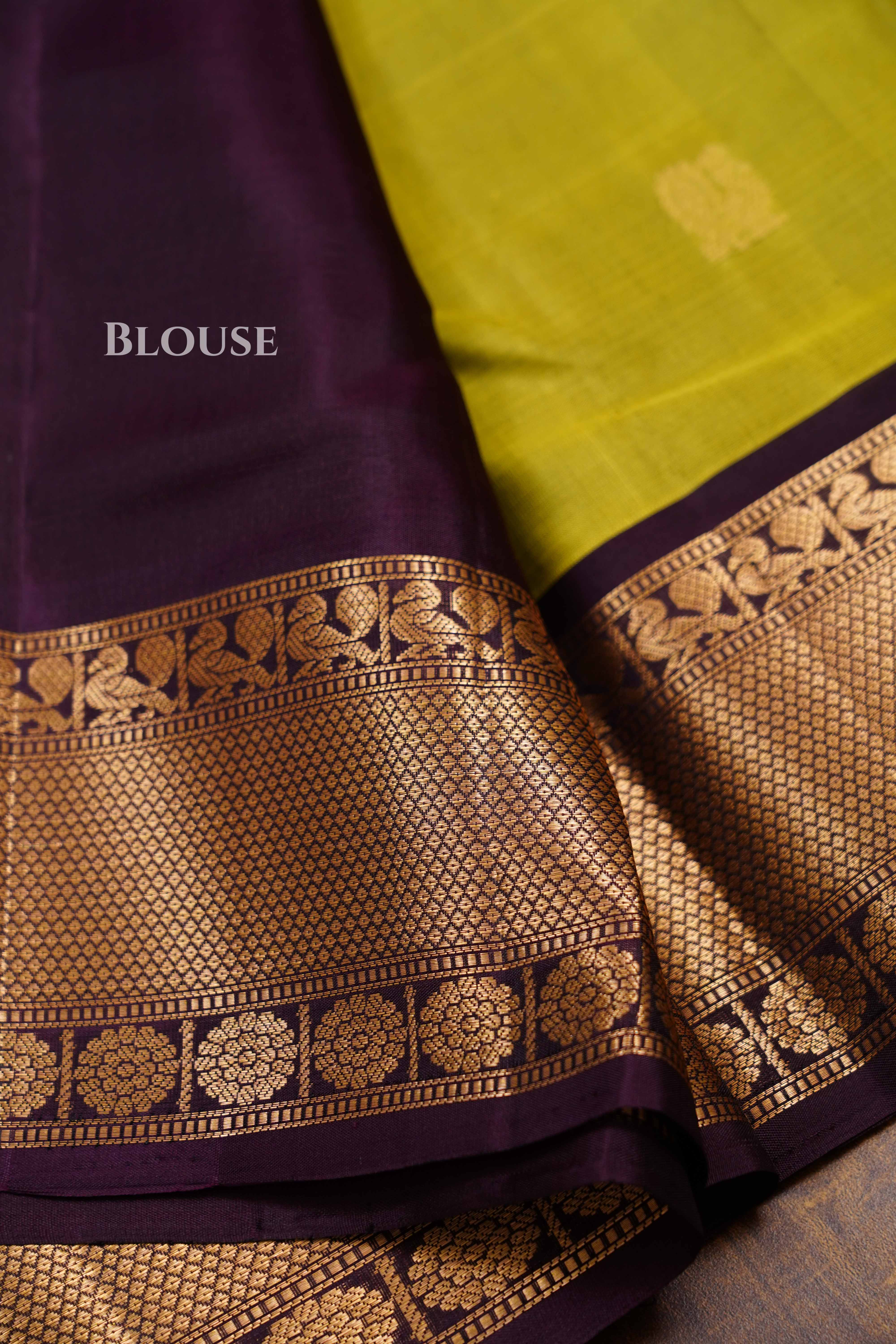 Olive Yellow With Coffee Bean Pure Kanchivaram Silk Saree