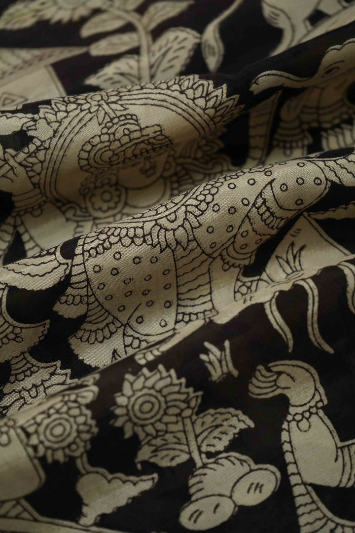 BLACK WITH OFF WHITE  MANGALGIRI SAREE 24 - Queens Jewel Emporium