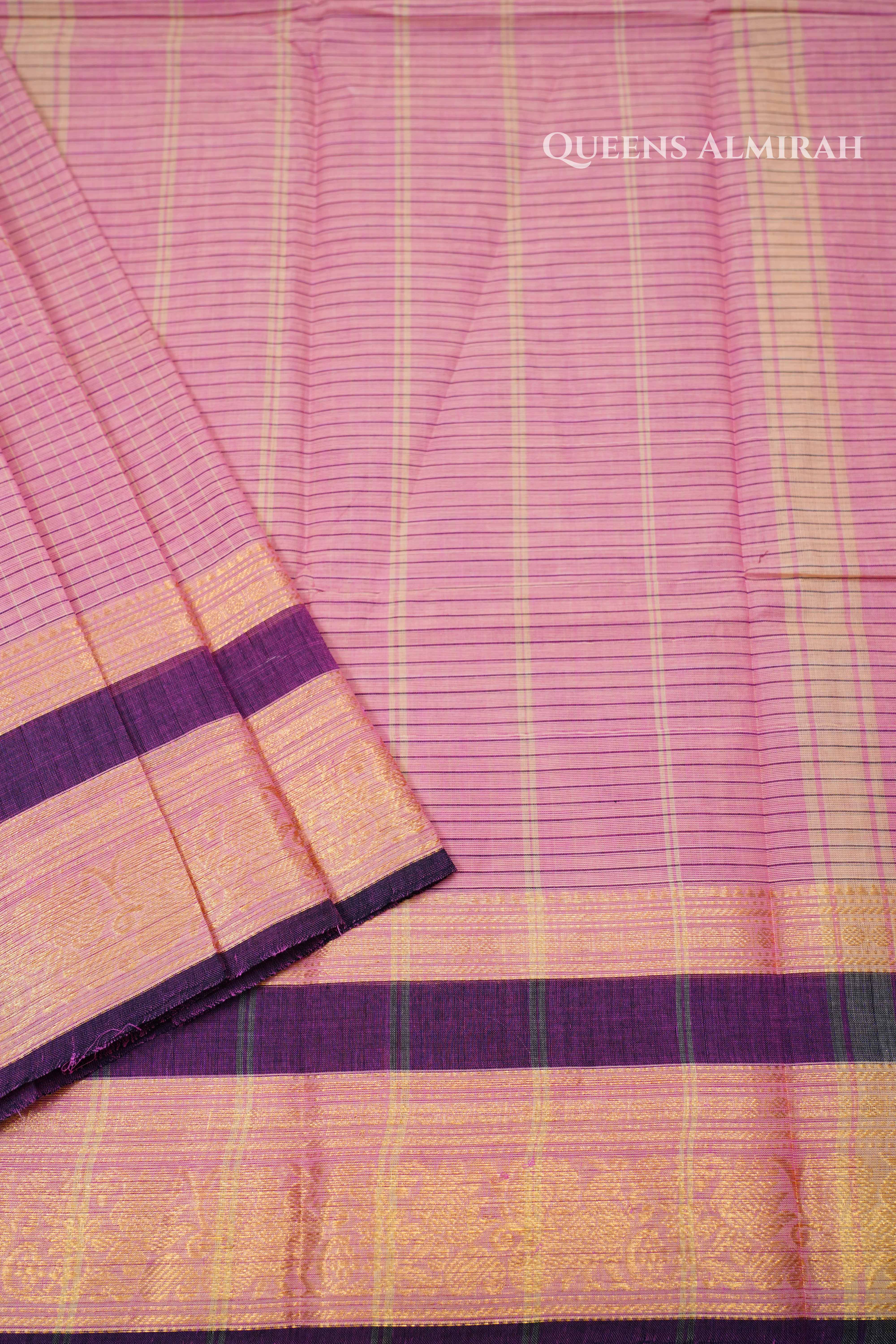 Rose Milk Pink Kanchi Cotton Saree