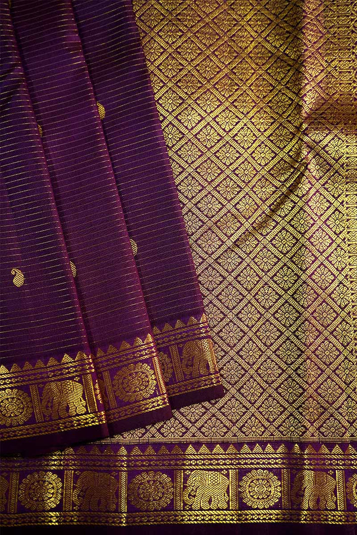 PURE KANCHIVARAM SILK - WINE VAIRA OOSI KANCHIVARAM SAREE - Queens Jewel Emporium