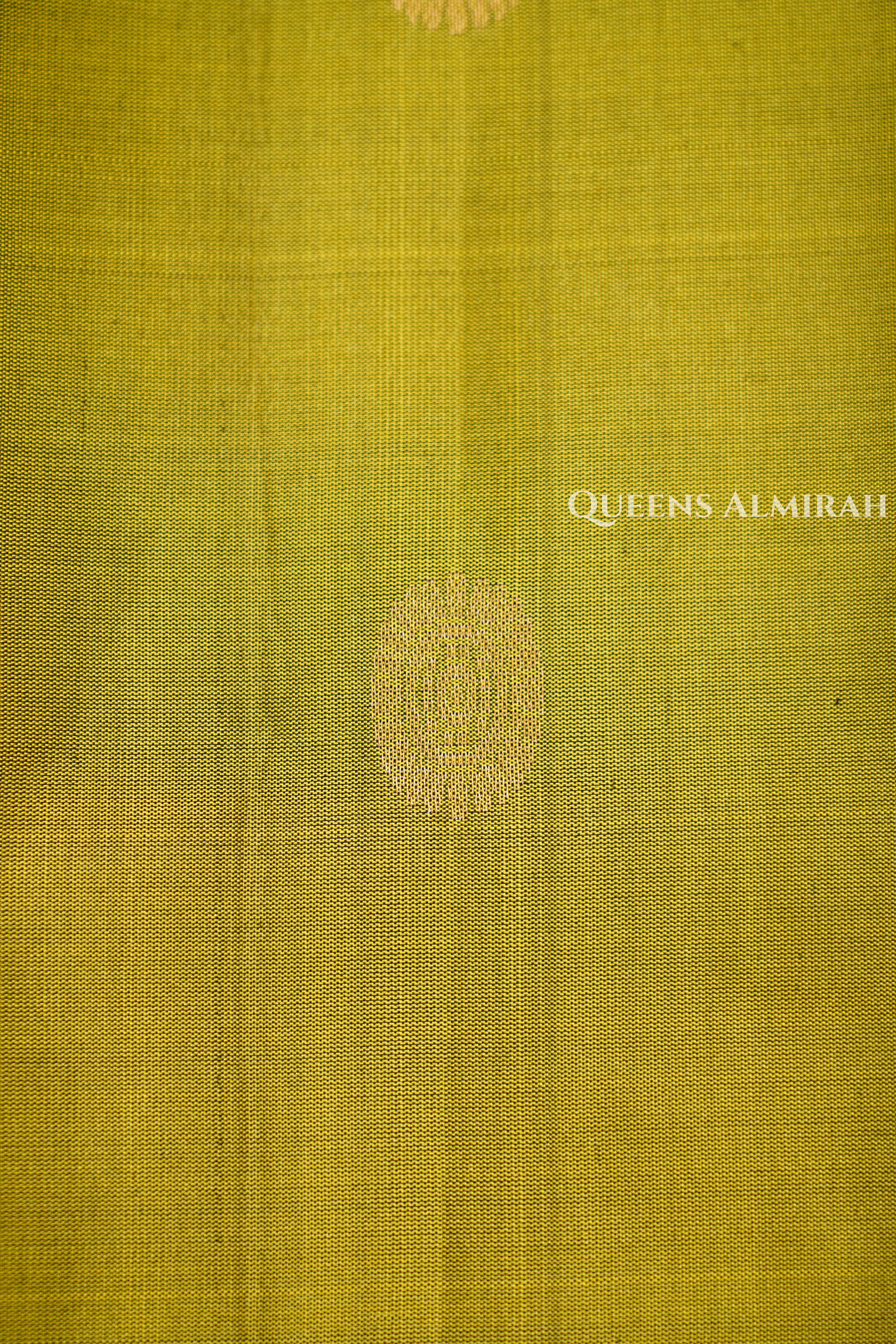Olive Yellow With Coffee Bean Pure Kanchivaram Silk Saree