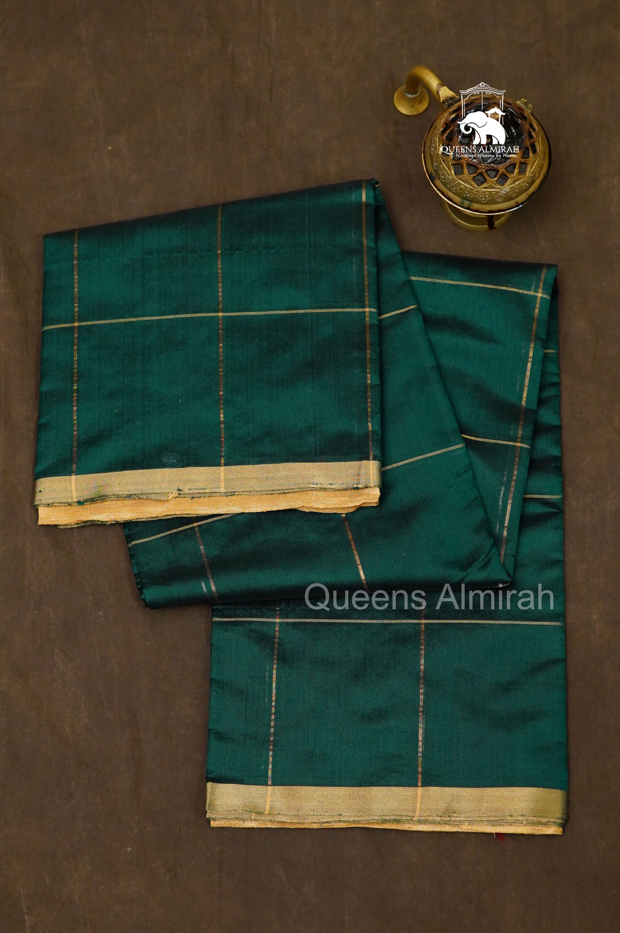 Bottle Green Chanderi Silk Saree