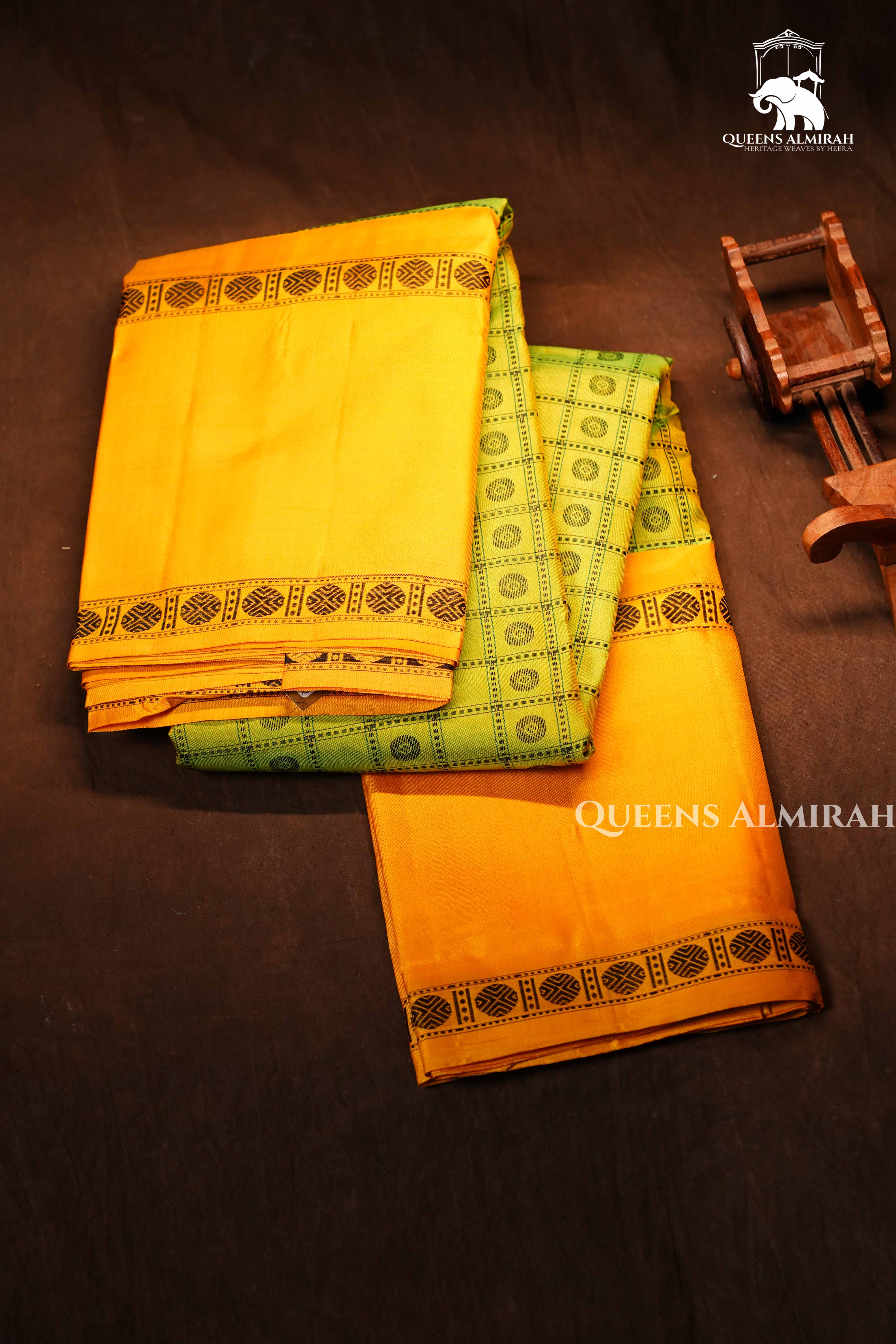 Green With Yellow Pure Kanchivaram Silk Saree