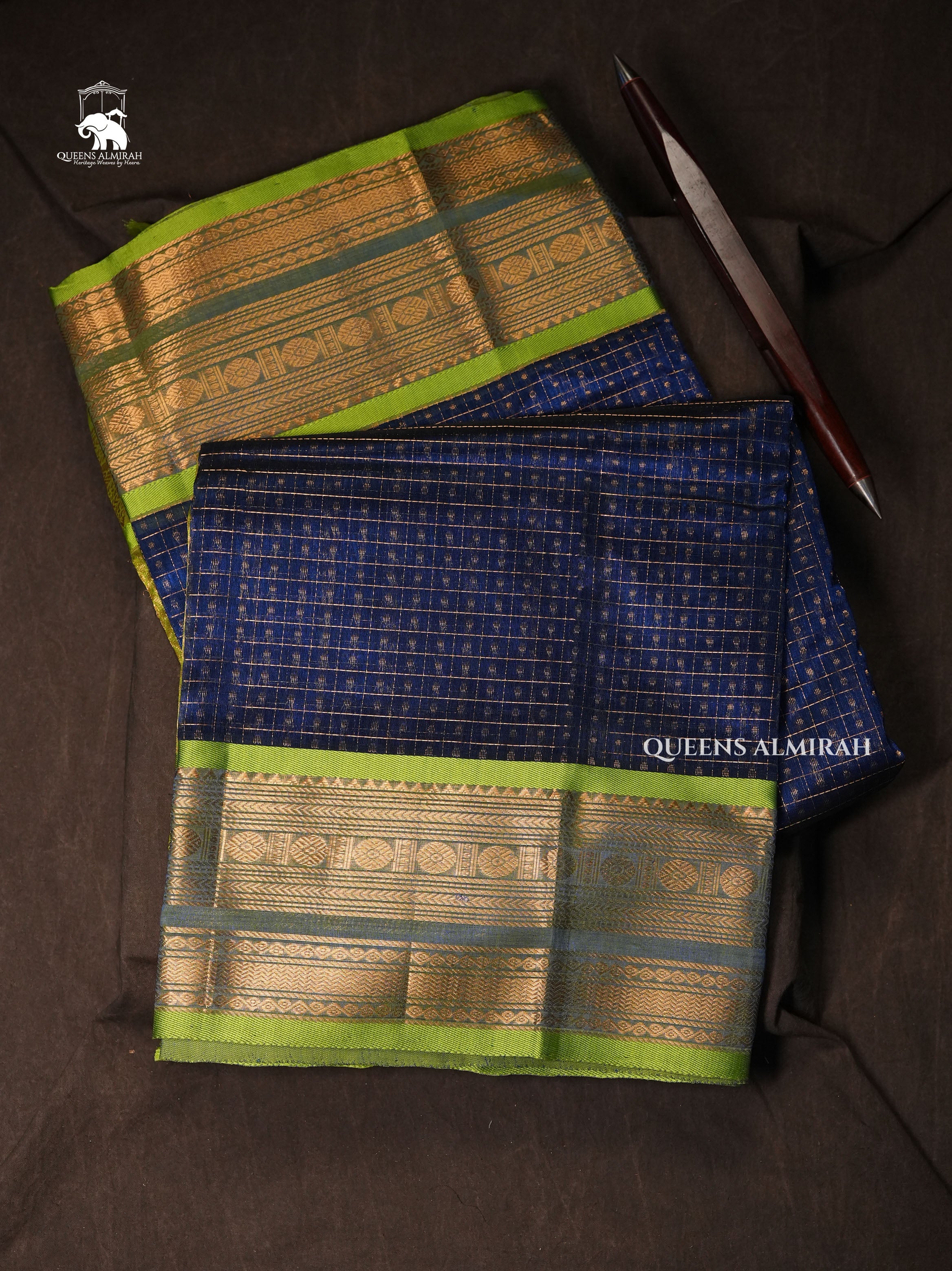 Blue With Green Pure Silk Cotton Saree