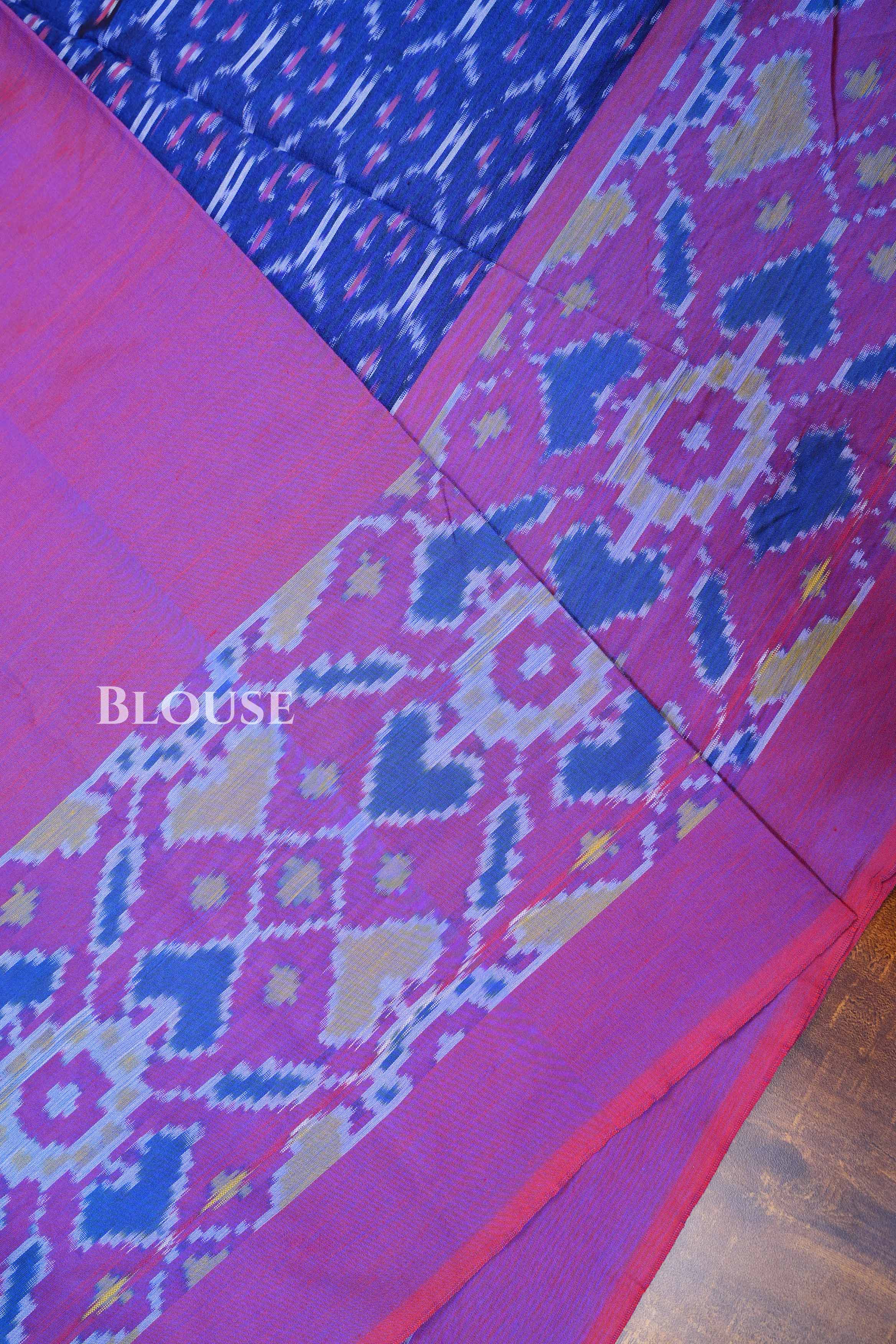 Royal Blue With Pink Budget Silk Cotton Saree