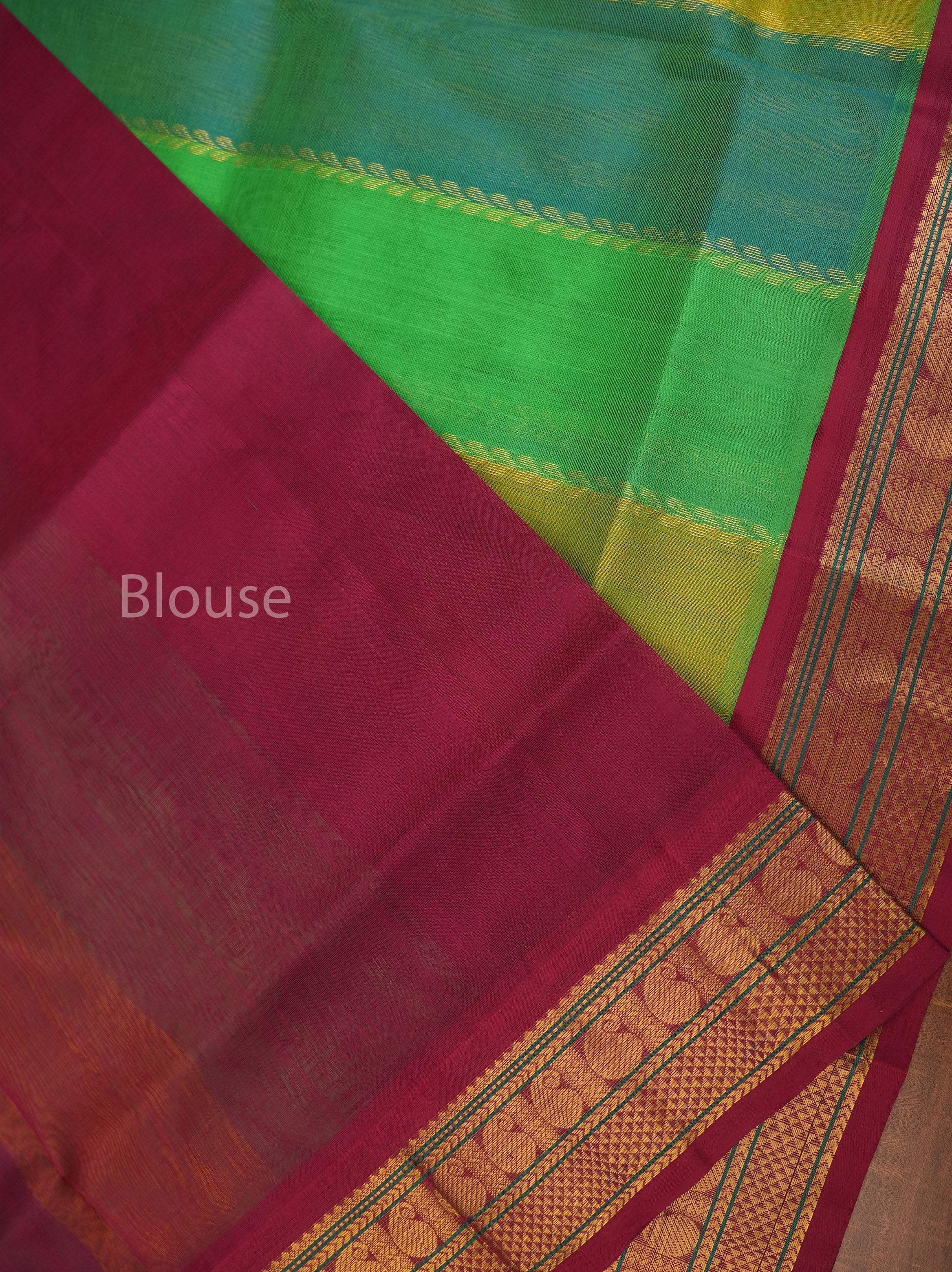 Multicolor With Purple Border Pure Silk Cotton Saree