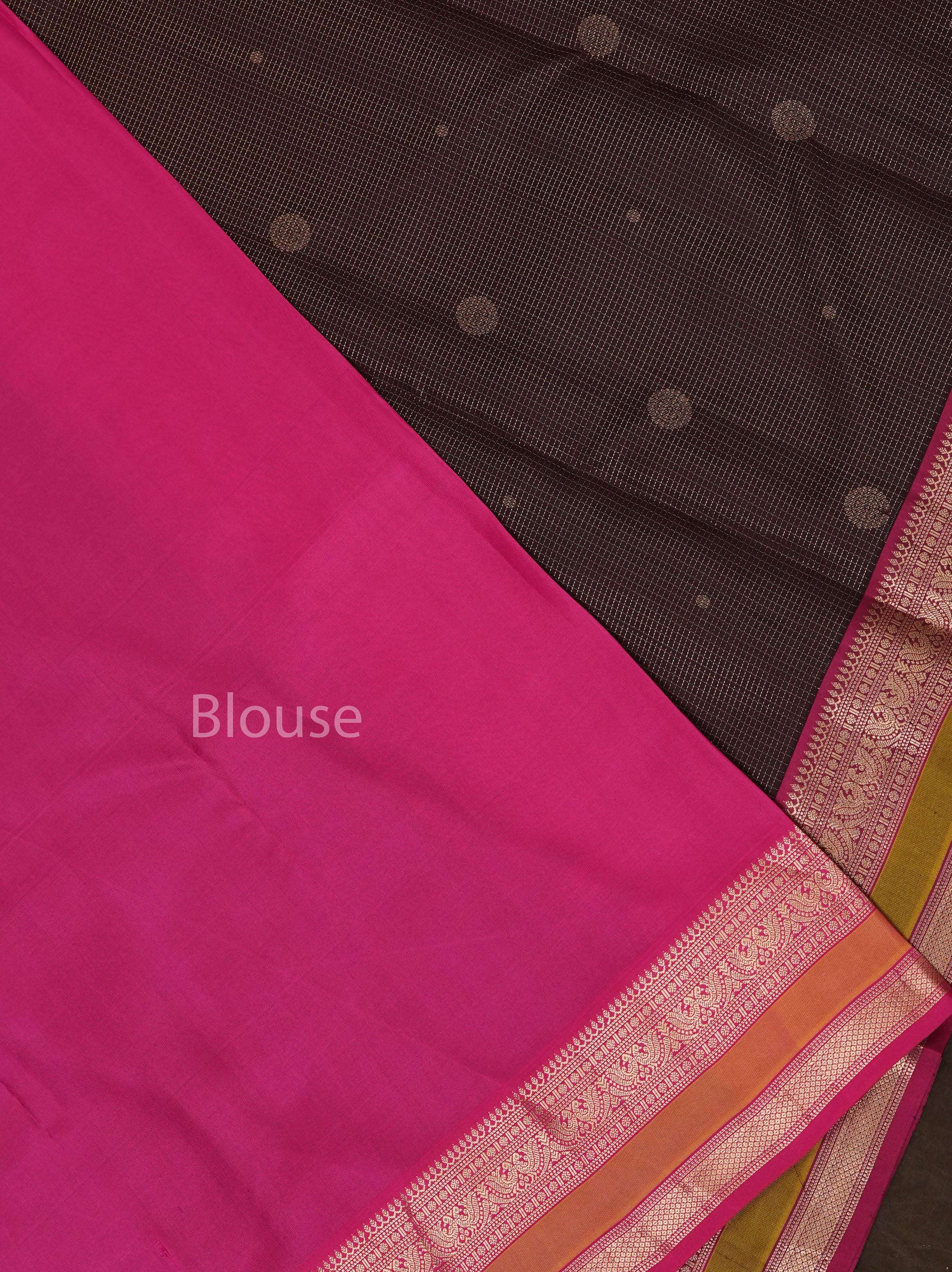 Brown With Pink Pure Kanchivaram Silk Saree