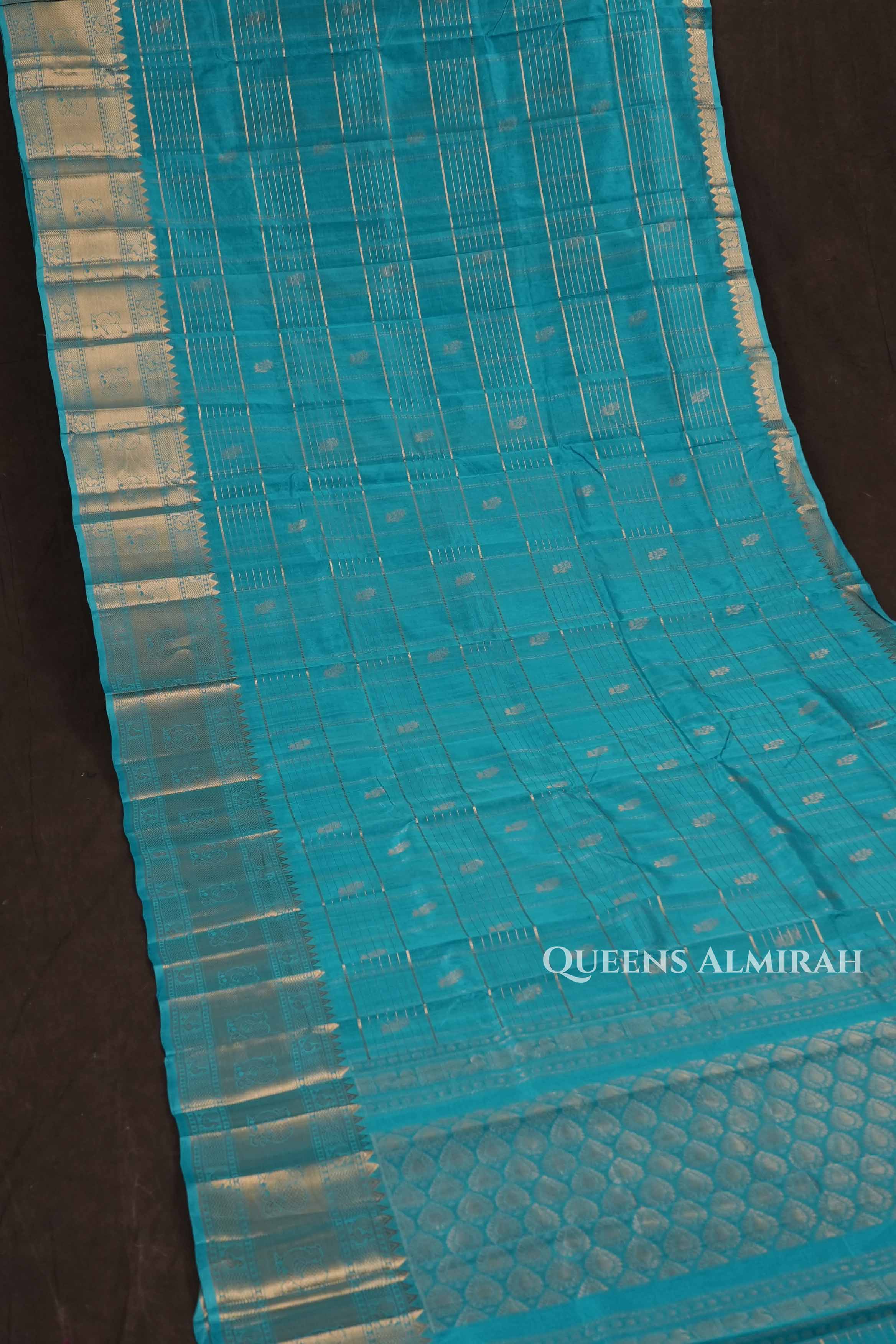 Ice Blue Pure Kanchi Silk Cotton Saree