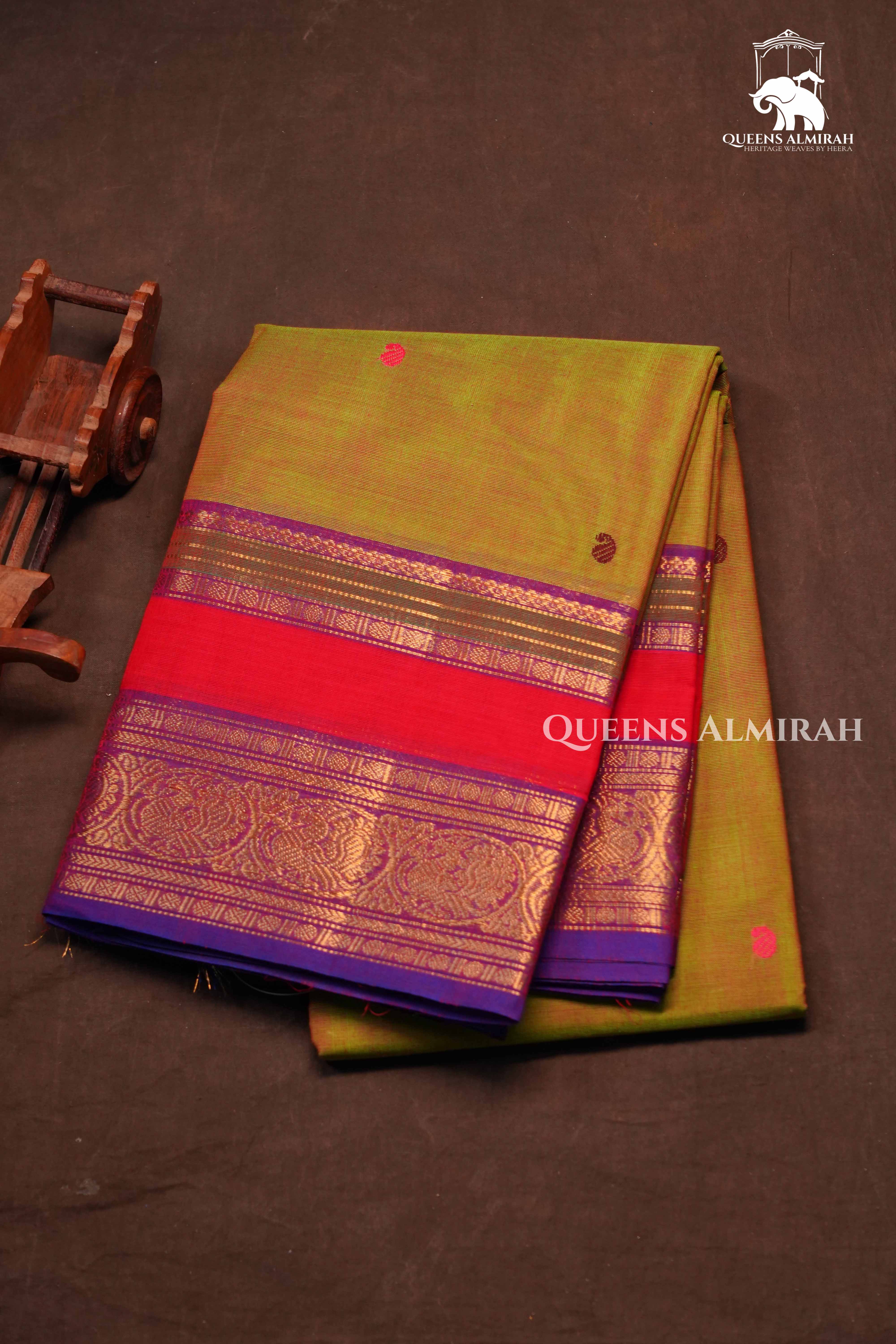 Mehendi Green Kanchi Cotton Saree