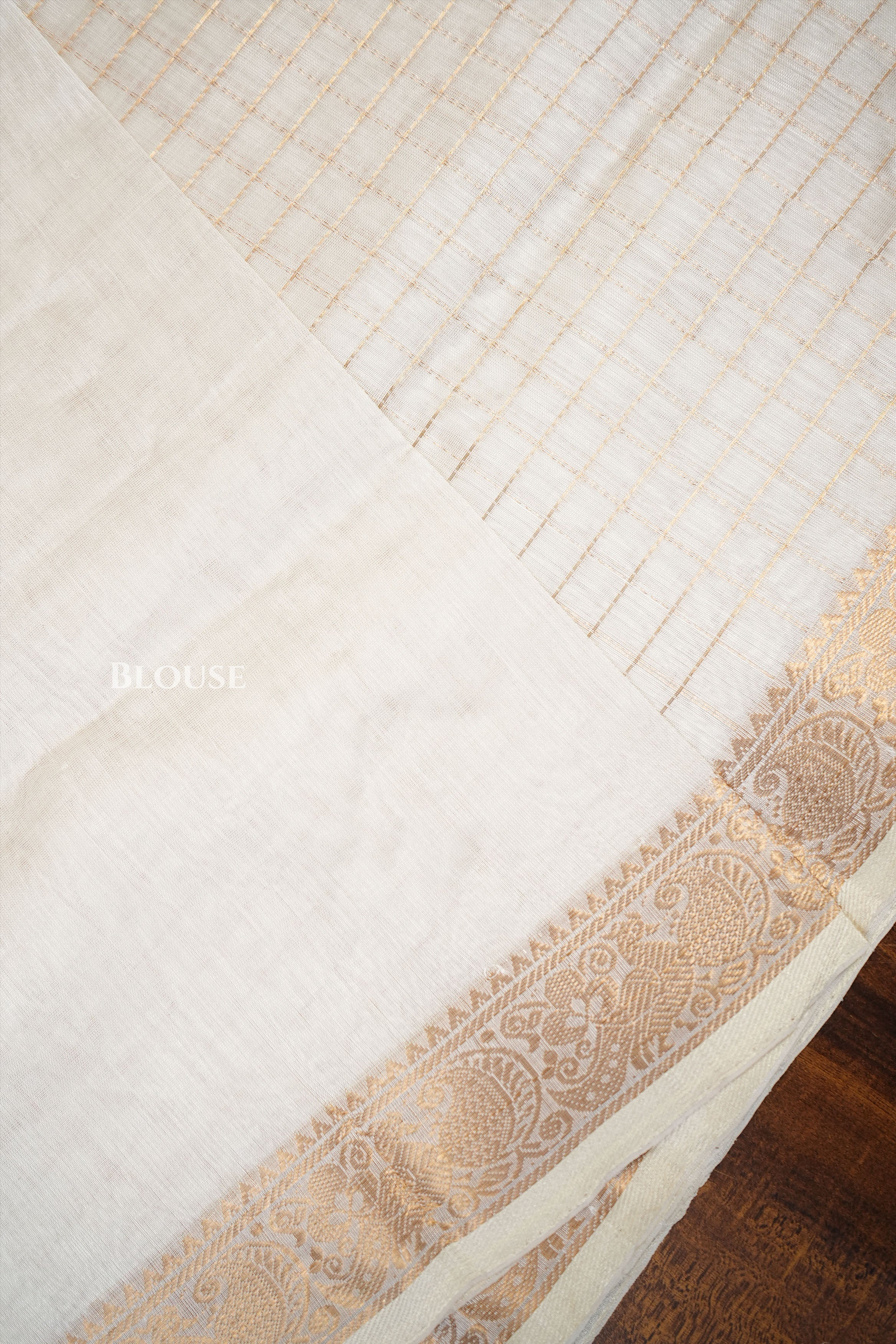 White Kattam Pure Silk Cotton Saree