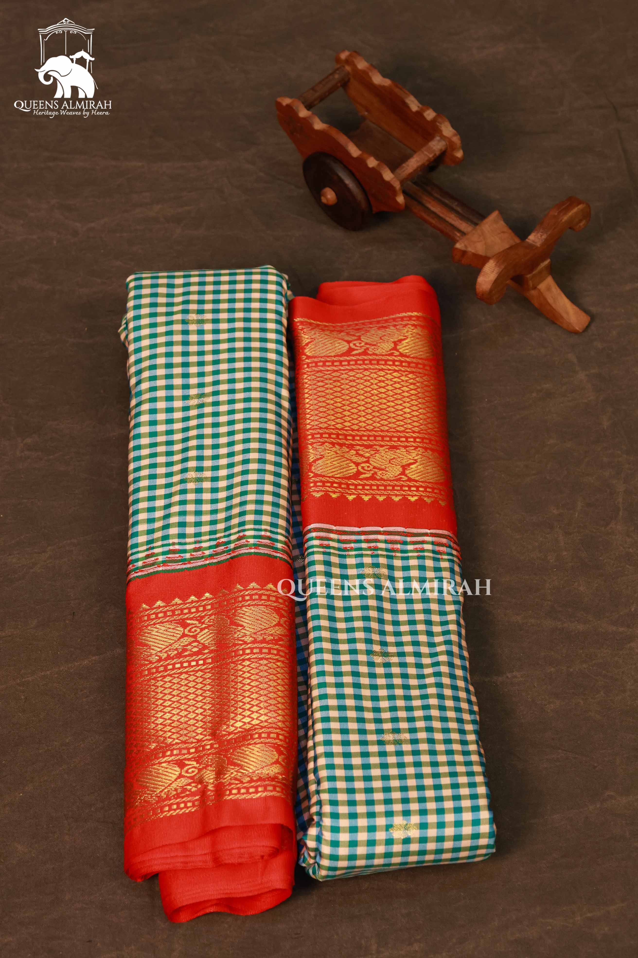 Blue And Yellow Kattam Semi Gadwal Silk Saree