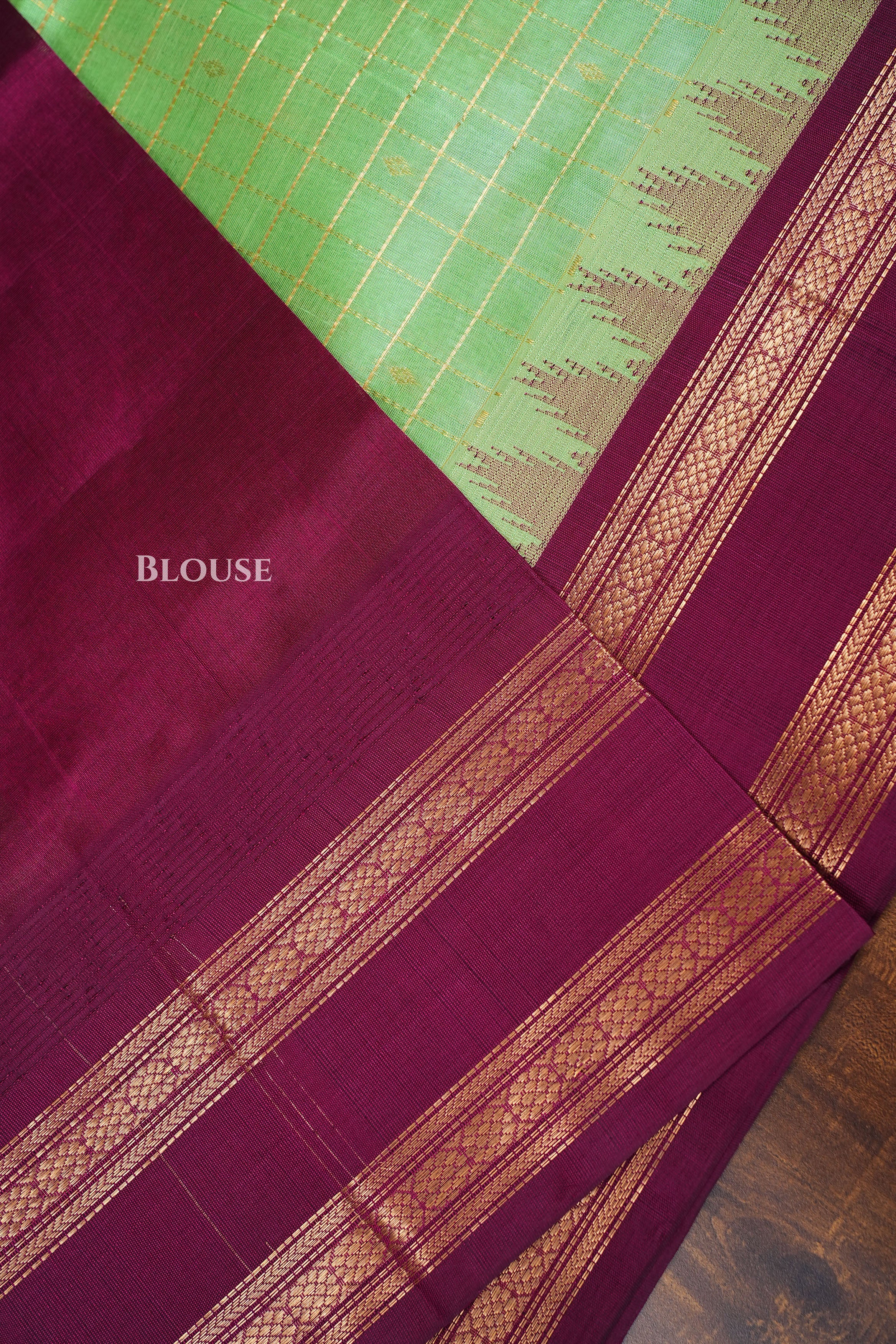 Pista Green With Purple Pure Silk Cotton Saree