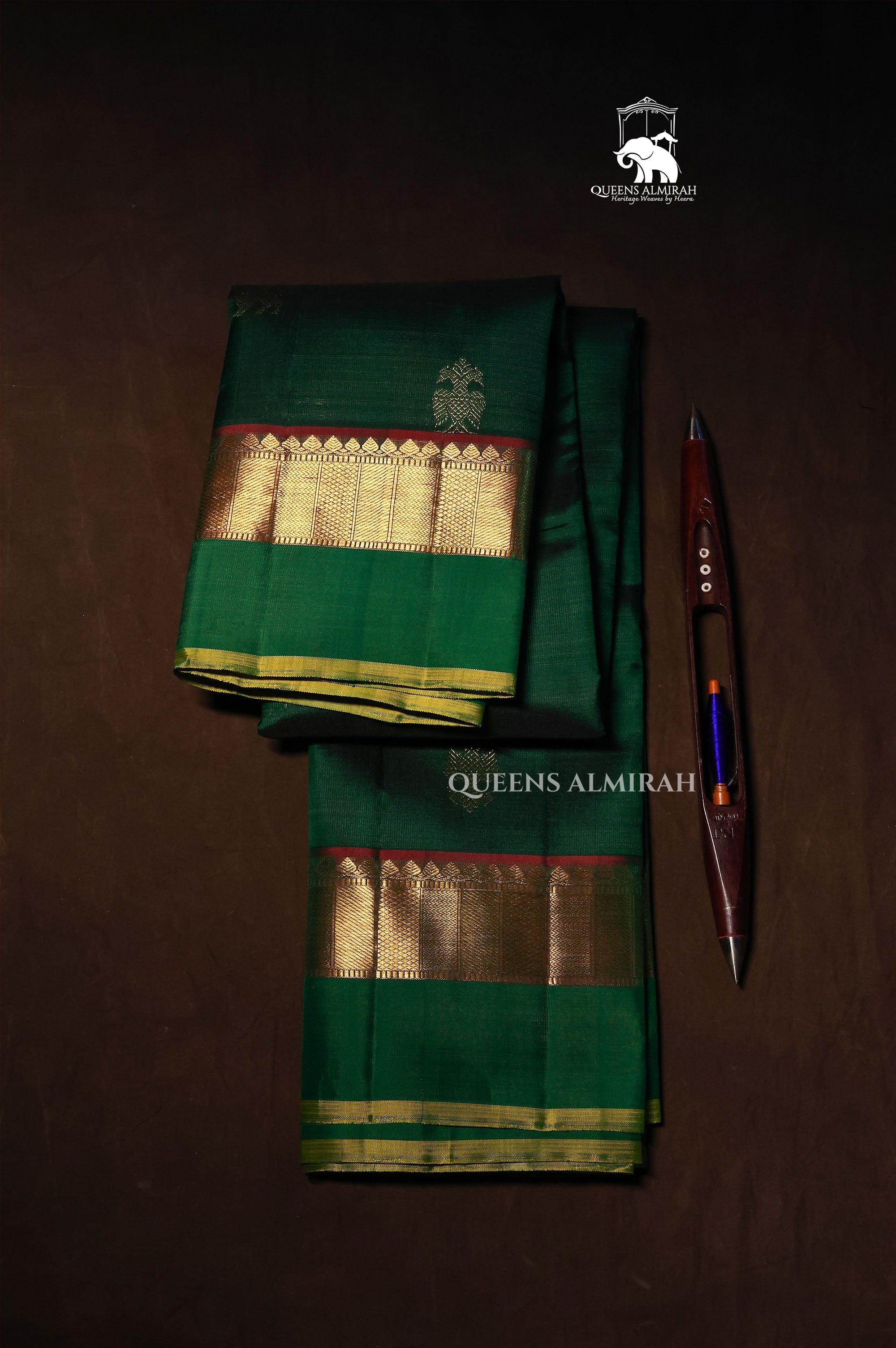 Dark Green Pure Kanchivaram Silk Saree