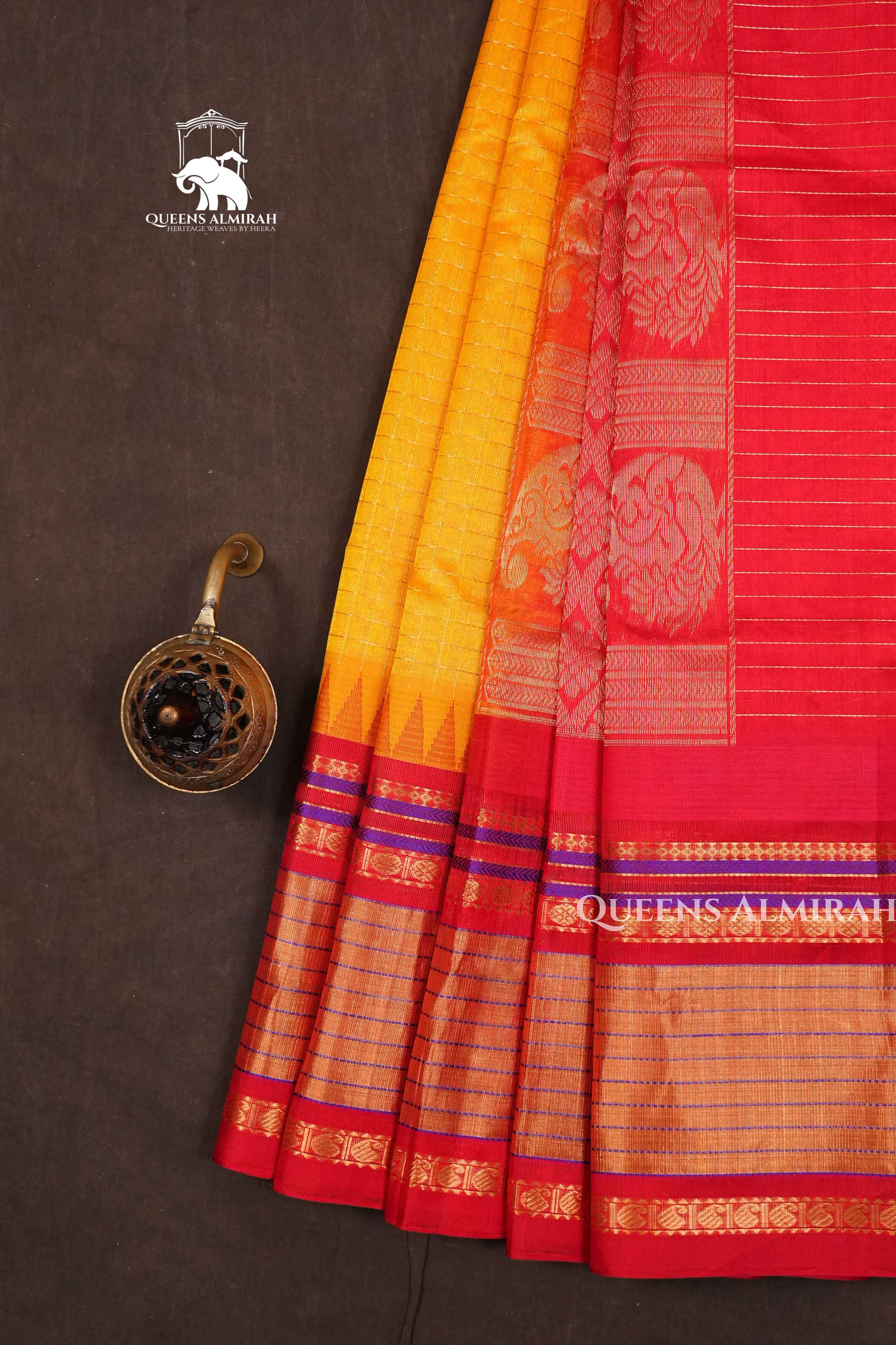 Mango Yellow With Red Pure Kanchi Silk Cotton Saree