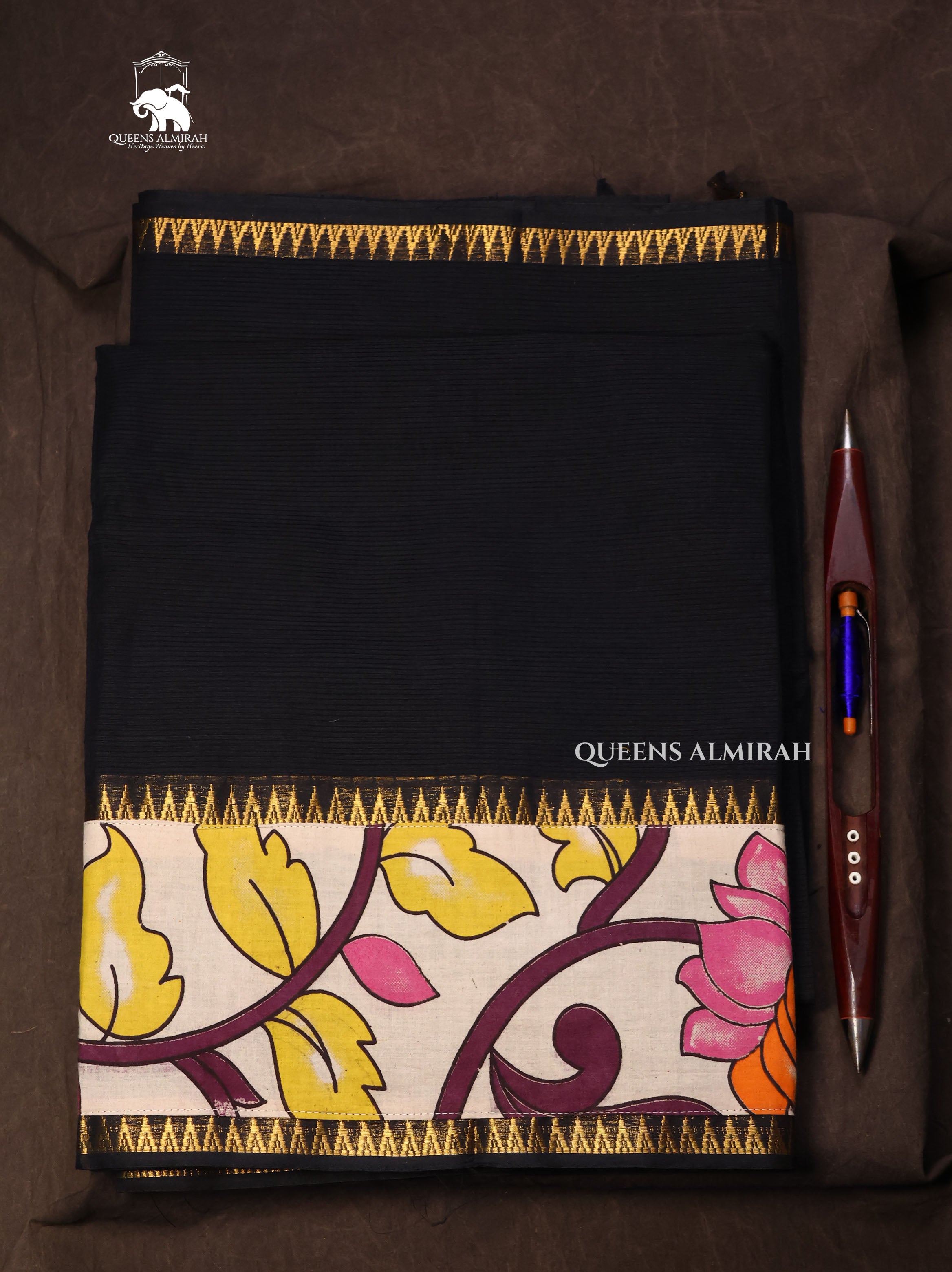 Black Mangalgiri Cotton saree