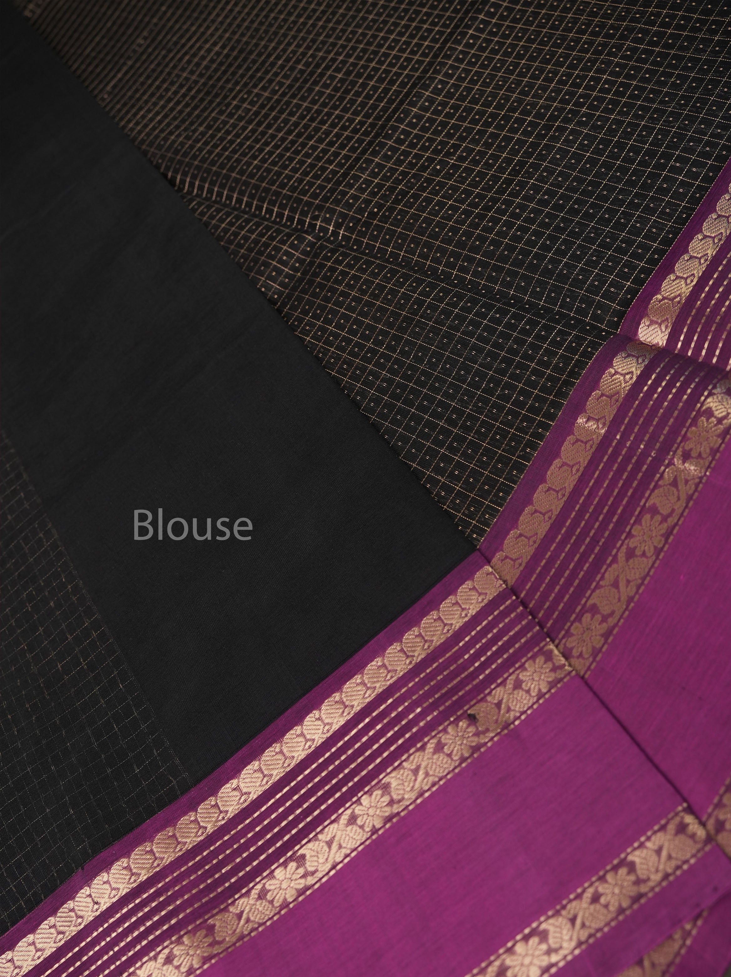 Black With Purple Chettinad Silk Cotton Saree