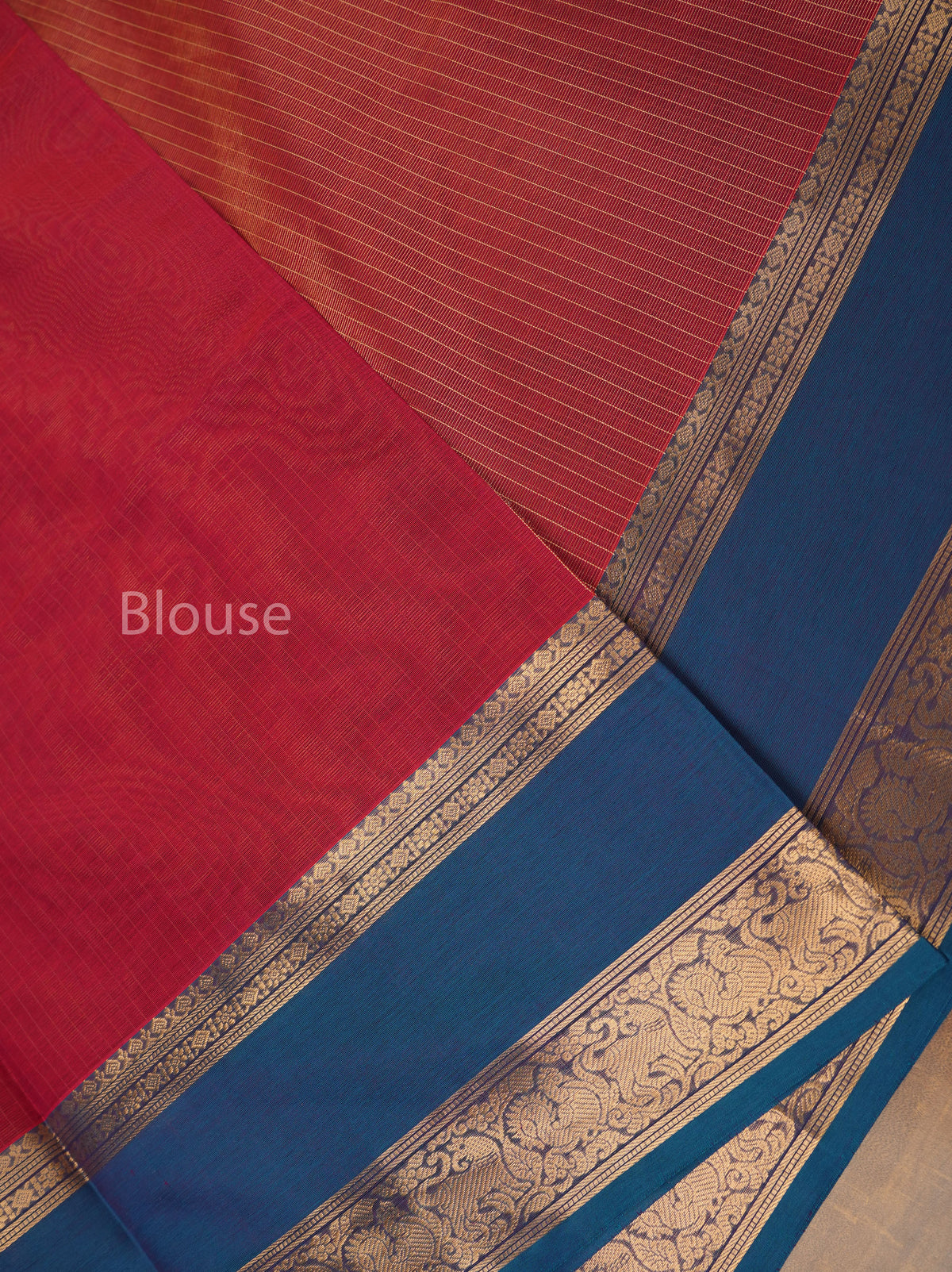 Rani Pink With Peacock Blue Payadi Chettinad Silk Cotton Saree