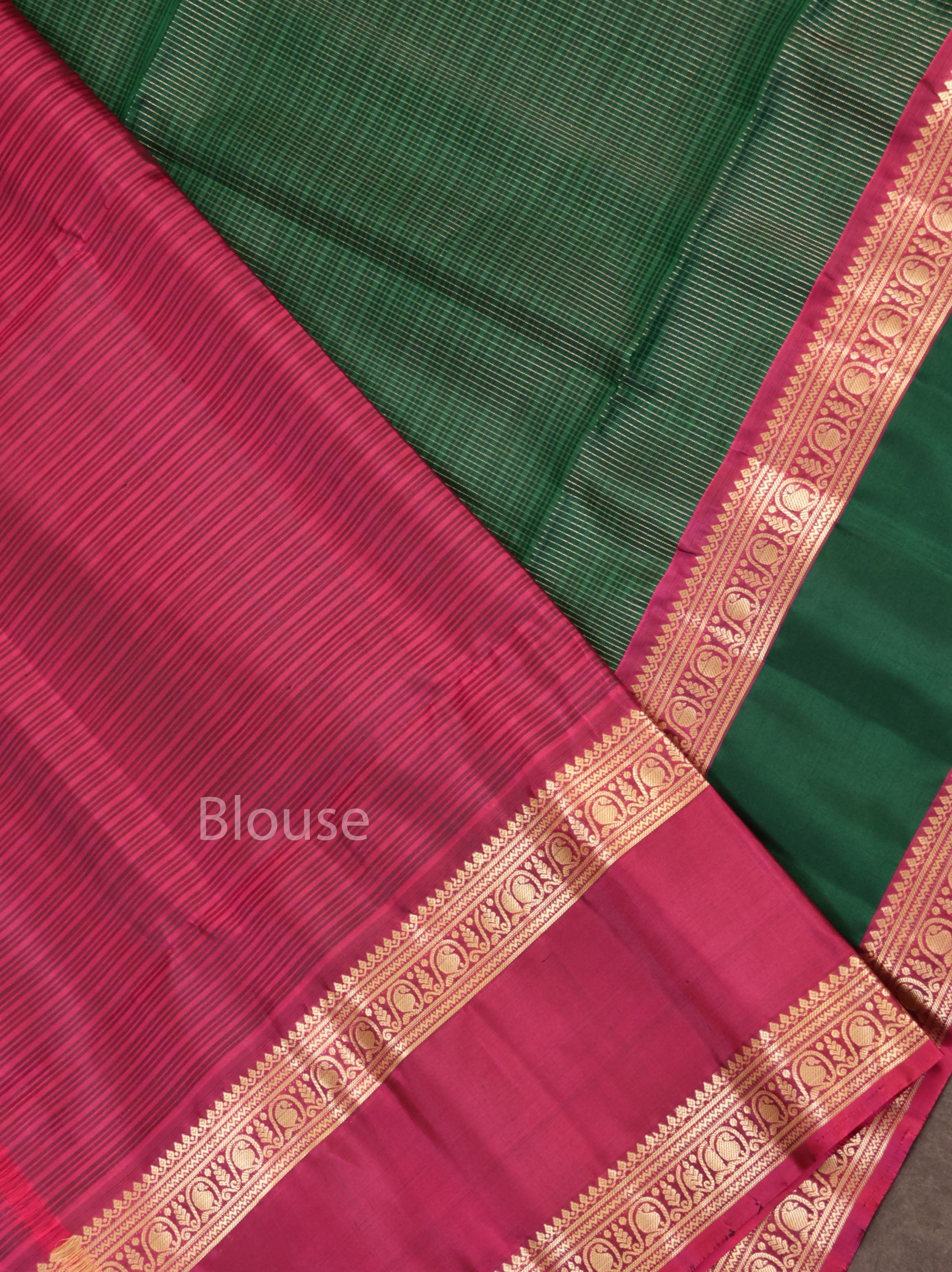 Meenakshi Green With Purple Pure Soft Silk Saree